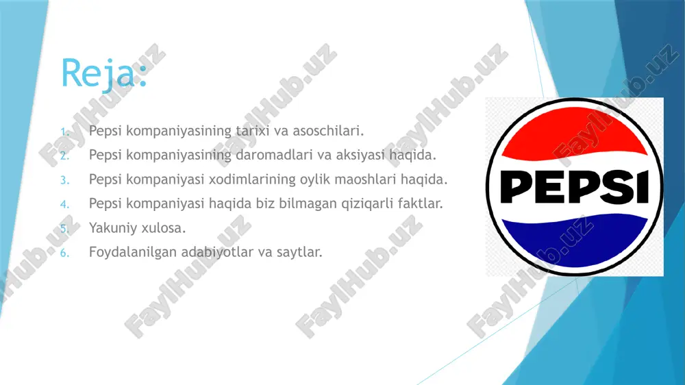 an daromadni e'lon qildi va bu tahlilchilarning gaap bo'lmagan eps bo'yicha 11,98 milliard dollarlik sotish bo'yicha 0,91 dollarlik taxminlaridan oshib ketdi. pepsi osiyo va mena mintaqasidan tashqari barcha korxonalarda pasayish bilan kurashgan bo'lsa-da , xarajatlarni kamaytirish sa'y-harakatlari va narxlash frito lay shimoliy amerika va uning shimoliy amerika ichimliklar bo'limi, firmaning ikkita eng muhim segmenti uchun daromadni oshirishga yordam berdi. ichimliklar hajmi birinchi chorakda bir xil bo'lib qoldi, shimoliy amerika ichimliklar hajmi esa 1 foizga kamaydi. aksiyadorlari. 2018-yil dekabr holatiga koʻra kompaniya 1,412 milliardga yaqin aksiyalarni chiqargan, ularning umumiy qiymati (bozor kapitallashuvi) 157 milliard dollarni tashkil etgan. kompaniyaning 131 mingga yaqin aksiyadorlari bor pepsi kompaniyasi xodimlarining oylik maoshlari haqida. ombor xodimi – 24,30 $ ombor tanlovchisi – 24 $ ehtiyot qismlar xonasi koordinatori – 30 $ ombor xodimi – 25,55 $ tozalik xodimi – 20,27 $ 2024-yil 29-may holatiga ko‘ra, aqshda pepsi ishchisi uchun o‘rtacha soatlik ish haqi soatiga 18,73 dollarni …