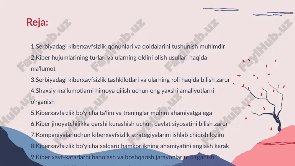 dasturlarni qo'llash zarur. kiber hujumlarining turlari va ularning oldini olish usullari haqida ma'lumot • kiberxavfsizlik asoslari - serbiyada kiberxavfsizlik alhoqasi ko'plab tashkilotlar tomonidan ta'minlanadi. ushbu tashkilotlar kiberhujumlar va ma'lumotlarni yo'qotish xatarlarini kamaytirishga qaratilgan xizmatlar ko'rsatadi. • tashkilotlarning roli - serbiya kiberxavfsizlik tashkilotlari davlat va xususiy sektorda hamkorlikda ishlaydi. ular xavfsizlik va nazoratni oshirish orqali iqtisodiy barqarorlikni ta'minlaydi. • ta'lim va treninglar - ushbu tashkilotlar kiberxavfsizlik bo'yicha ta'lim va treninglar o'tkazadi. bu jarayon xavfsizlikni oshirishning muhim qismidir va xodimlarni xabardor qiladi. • xalqaro aloqalar - serbiya kiberxavfsizlik tashkilotlari xalqaro hamjamiyat bilan hamkorlikni rivojlantiradi. bu orqali yangi kiber tahdidlarga qarshi kurashishda tajribalar almashiladi. serbiyadagi kiberxavfsizlik tashkilotlari va ularning roli haqida bilish zarur • ma'lumotlarni himoya qilishning muhimligi - shaxsiy ma'lumotlarimizni himoya qilish hayotimizda muhim ahamiyatga ega. shaxsiy ma'lumotlar xavfsizlikni ta'minlash va firibgarlikdan saqlanish uchun zarurdir • murakkab parollarni ishlatish - shaxsiy hisoblar uchun murakkab parollar tanlash va ularni muntazam ravishda yangilash xakerlardan …