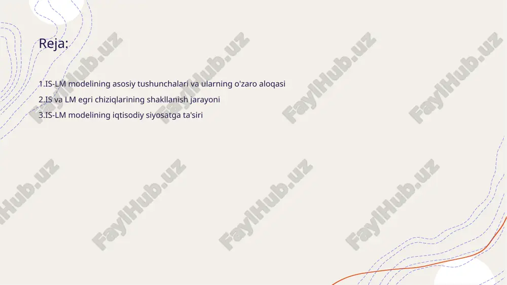 orqali pul massasi o'zgarishi iqtisodiyotdagi kengayish yoki qisqarishga olib kelishini ko'rsatadi. past foiz stavkalari investitsiyalarni oshiradi va iqtisodiy o'sishni qo'llab-quvvatlaydi. • ichki iqtisodiy siyosat ta'siri - is-lm modeli orqali hukumat va markaziy bankning iqtisodiy siyosatlari o'rtasidagi bog'liqlik keltiriladi. ijtimoiy xarajatlar va soliqlarning o'zgarishi talab modelini ta'sirlashga qodirdir. • iqtisodiy o'sish va is-lm modeli - is-lm modelining tahlili uzun muddatli iqtisodiy o'sish imkoniyatlarini tahlil qilishda foydalidir. u iqtisodiy resurslarning samarali ishlatilishi uchun zarur shartlarni belgilaydi. is-lm modelida pul va tovar bozorining roli • is-lm modeli haqida - is-lm modeli iqtisodiyotning tovar va pul bozorlarini birlashtirib ko'rsatadi. bu model daromad va foiz stavkasining o'zaro ta'sirini tahlil qiladi. • pul bozori - pul bozori iqtisodiyotda likvidlikni ta'minlaydi. pul talabi va taklifi o'rtasidagi muvozanat, foiz stavkasini belgilaydi. is-lm modelining makroiqtisodiy tahlil uchun ahamiyati • is-lm modelining asoslari - is-lm modeli, investitsiyalar va jamgʻarmalarni xarakterlaydigan ikkita chiziqni ifodalaydi va iqtisodiy faoliyatni tahlil qilish uchun zaruriy …