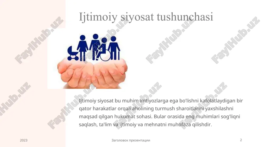 lashning eng yaxshi usuli deb hisoblanadi. ba'zi mamlakatlarda xalq ta'limi o'zining shaxsiy ekvivalenti bilan birga yashaydi. xuddi shu tarzda, universitetda o'qish odatda bepul emas, ammo hukumat talabalar uchun kam ta'minlangan sinflarga o'qishga imkon beradigan stipendiya siyosati bilan yordam berishi mumkin. 2023 4 4 ijtimoiy-mehnat muhofazasi ijtimoiy-mehnatni muhofaza qilishga qaratilgan ijtimoiy siyosat sohasiga bir qator turli xil tadbirlar kiradi, faol bandlik siyosatidan tortib to yashash maoshigacha. ushbu siyosatlardan biri nafaqa oluvchilar tegishli qonunlar bilan chegaralangan imtiyozlar huquqidir. shunday qilib, masalan, ishsizlik nafaqalari ma'lum vaqt davomida ijtimoiy ta'minotga hissa qo'shganlar tomonidan yig'iladi, faqat o'ta qashshoq bo'lganlargina boshqa subsidiyalarga ega. bir tomondan, bu umumiy huquqlardir, chunki har qanday vaziyatda yordam so'rashi mumkin; boshqa tomondan, ular individualdir, chunki ular guruhga taalluqli emas. 2023 5 ushbu siyosatning asosini jamiyat ichidagi birdamlik tashkil etadi. yig'ilgan soliqlar qashshoqlik xavfi bo'lgan odamlarga yordam berish xarajatlarini qoplash uchun ishlatiladi. 5 tengsizlikni kamaytirish jahon statistikasi shuni ko'rsatadiki, ijtimoiy tengsizlik kamaygan; …