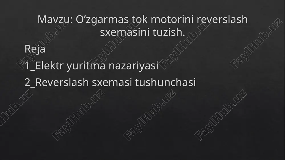 /) bogianishni ko‘rish qulay bo‘lib, bu yerda: i - yakor (rotor) toki. dvigatelning bunday tavsifi elektromexanik tavsif deb ataladi. qiyalik koeffitsiyenti /? bilan tavsiflanadigan yuklama momenti tezlik o‘zgarishiga ko‘ra mexanik tavsiflari quyidagi to‘rt guruhga bo‘linadi: absolut qattiq tavsiflar (2.1-rasm, a dagi 1 tavsif) mos ravishda aylanma va ilgarilanma harakat uchun: p - ôco/sm —►0; j3= ôv/ôf —*■ 0, (2.1 ) bu yerda: ôco = aco/conom; 8m= am/m„om. sinxron dvigatellar absolut qattiq tavsifga ega bo‘ladi. bundan tashqari agar elektr dvigatel avtomatik boshqarish tizimining obyekti sifatida ishlatilsa, u holda o‘rnatilgan rejimda, bu dvigatel uchun absolut oo =f (m) mexanik tavsifmi olish mumkin. qattiq m exanik tavsif (2.1-rasm, a dagi 2 tavsif). bu tavsifga ega bçmgan yuritmalarda p 1-10% atrofida o‘zgaradi. bu guruhga mustaqil qo‘zg‘atish chulg‘amli o‘zgarmas tok dvigatellari, kollektorli mashinalar va ventilli dvigatellar kiradi. yumshoq m exanik tavsifga (2.1-rasm, a dagi 3 tavsif) tavsif qiyaligi 10% dan ko‘p bo‘lgan dvigatellar ega bo‘ladi. …