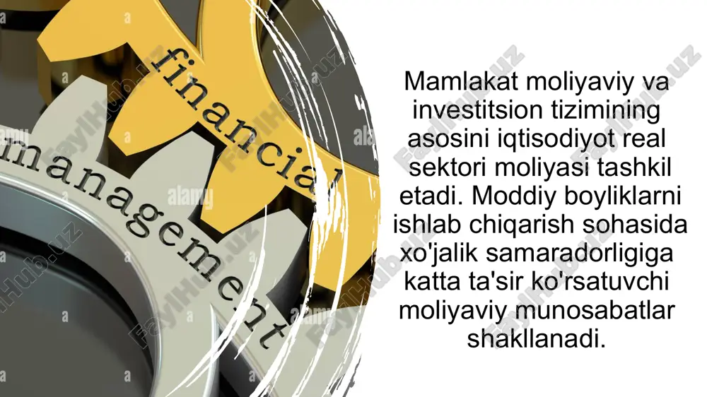 agilardan iborat: faoliyatni bozor talablariga yo'naltirish va xizmatlar raqobatbardoshligini ta'minlash; xys kapitalini shakllantirish va boshqarish samaradorligini oshirish; xyus rivojlanishini moliyaviy jihatdan ta'minlash xyslarning investitsion jozibadorligini oshirish; aktivlarni restrukturizatsiya qilish va bozor kon'yunkturasini bashoratlash xyslarning moliyaviy resurslari ulardagi resurslarining bir qismi bo'lib, bu resurslar pul shaklida amal qiladi. resurslarning pul shaklida amal qilishi moliyaviy resurslar mohiyatan tavsifining ajralmas qismi hisoblanib, bu narsa ularni xysning boshqa resurslari ko'rinishlaridan, xususan, ishlab chiqarish vositalari (dastgohlar, mashinalar, xom-ashyo va materiallar, ishlab chiqarishga mo'ljallangan binolar va shunga o'xshashlar)dan farq qiladi. foyda massasi va normasi, uning xarajatlarga nisbati xysning kreditga layoqatligini va uning qarziy mablag'larni jalb qilish imkoniyatini, uzoq va qisqa muddatli kreditlarni olishni aniqlab beradigan muhim indikatorlardir. qarziy mablag'larning xys o'z mablag'lariga nisbati 1/3 va undan katta darajaga yetgani, uning to'lovga layoqatligi borasida kreditorilarda ham, hamkorlarida ham shubha tug'dirmasligi mumkin. iqtisodiy munosabatlarni takror ishlab chiqarish shakllaridan biri sifatida xyslar moliyasining harakati minimal xarajatlarda maksimal natijalar olinishini …