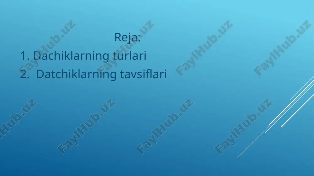 o‘rsatadi. statik tavsiflarga:sezgirlik; ruxsat etish qiymati;chiziqlilik; dreyf va to‘la dreyf; ishchi diapazon; takrorlanish va natijani qayta tiklash kabilar kiradi. sensor-bir yoki bir nechta birlamchi o'lchash transduserlarini o'z ichiga olgan tizimli ravishda ajratilgan qurilma. sensor o'lchash ma'lumotlari signalini uzatish, keyinchalik konvertatsiya qilish, qayta ishlash va (yoki) saqlash uchun qulay bo'lgan shaklda ishlab chiqarish uchun mo'ljallangan, ammo kuzatuvchi tomonidan to'g'ridan-to'g'ri qabul qilinmaydi. birlamchi o'lchash transduserlarini o'z ichiga olgan va inson tomonidan to'g'ridan-to'g'ri idrok etish uchun mavjud bo'lgan shaklda signal ishlab chiqaradigan qurilmalar o'lchash asboblari yoki nazorat asboblari (signalizatsiya moslamalari) ga tegishli. ensor qo'shimcha ravishda oraliq o'lchash transduserlarini, shuningdek o'lchovni o'z ichiga olishi mumkin. sensor uning signallarini qabul qiladigan qurilmadan ancha masofada joylashtirilishi mumkin. sensor chiqishidagi qiymat qiymatining mos keladigan kirish qiymati bilan normallashtirilgan nisbati bilan sensor o'lchov vositasidir . agar birlamchi o'lchash transduseri tizimli ravishda ajratilmagan bo'lsa, u sensor emas, balki sezgir element(sensor) deb ataladi. muayyan sohalar uchun transduserlar ko'pincha o'z nomlariga …