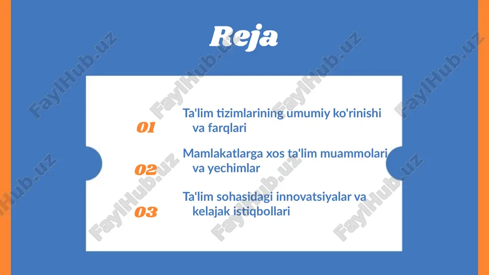 im tizimi va boshqa mamlakatlar ta'lim tizimlari o‘rtasidagi asosiy farqlar shundaki, o‘zbekistonda ta'lim jarayoni ko‘proq nazorat qilinadi, o‘quv dasturlari esa davlat tomonidan belgilangan. boshqa mamlakatlarda esa ta'lim ko‘proq erkin va mustaqil ravishda tashkil etiladi. ta'limga kirish imkoniyatlari o‘zbekistonda ta'limga kirish imkoniyatlari barcha uchun tengdir, lekin ba'zi hududlarda infratuzilma va resurslar yetishmasligi muammolari mavjud. boshqa mamlakatlarda esa, ba'zan ta'limga kirishning ijtimoiy-iqtisodiy omillarga bog‘liqligi aniq kuzatiladi. o'qituvchilar va o'quvchilar o'rtasidagi munosabatlar o‘zbekiston ta'lim tizimida o‘qituvchilar va o‘quvchilar o‘rtasidagi munosabatlar ko‘pincha rasmiy va ierarxik. boshqa mamlakatlarda esa, o‘qituvchilar va o‘quvchilar o‘rtasidagi munosabatlar ko‘proq o‘zaro hurmatga asoslangan va ochiq muloqotga yo‘naltirilgan. photo by altumcode on unsplash maktab ta'limi maktab ta'limining ahamiyati: maktab ta'limi yosh avlodni tarbiyalash va ularni bilim bilan ta'minlashda muhim o'rin tutadi. bu ta'lim jarayoni bolalarning ijtimoiy, iqtisodiy va madaniy rivojlanishida asosiy rol o'ynaydi. maktab tizimlaridagi o'ziga xosliklar: maktab ta'lim tizimlari har bir mamlakatda o'ziga xos xususiyatlarga ega. masalan, ba'zi davlatlarda ta'lim …