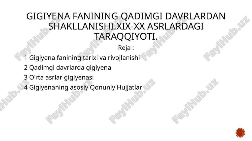 shbo'y moddalar tutatib dudlangan qadimgi yunonistonning buyuk shifokori gippokrat (miloddan avvalgi 460-477-yillar) gigiyena masalalariga bag'ishlangan «sog'lom turmush maromi to‘g‘risida», «havo, suv va joylar to‘g‘risida» deb nomlangan asarlari da tashqi muhitning odam salomatligiga ta’sir qilish 6 omillari hamda shu omillarning kasalliklarga nechogii aloqadorligi to‘g‘risidagi o‘z kuzatuvlari va nazariy mulohazalarini bayon qilgan. gippokratning «muhit nazariyasi»ni keyinchalik platon, aristotel va boshqa faylasuflar rivojlantirganlar asriy axlatlarni tozalash ishi dastlab 1609- yilda parijda o‘tkazilgan va 1780- yilga kelib axlatni ko‘chaga tashlash odatiga qarshi kurashishga kirishilgan. ichki kiyim va choyshab, ko‘rpa jildlari xviii asrgacha noyob ashyo bo'lib, bitliqilik juda keng tarqalgan, hatto qirol xonadoni ham bundan mustasno bo’lmagan. ovqat uchun tutiladigan alohida idish yevropada taxminan xvi asrda paydo bo‘lgan. 1882-yilda gigiyena kafedrasi moskva universitetida ham tashkil etilgan. uning tashkilotchisi f.f.erisman bo‘lib, uning hamma mehnat faoliyati yuqori darajadagi gigiyenik tekshirishlarga bag‘ishlangan bo‘lib, shu bilan bir qatorda amaliy sanitariya sohasida tibbiy-jamoatchilik ishlarida ham faol ishtirok etgan. u moskvada …