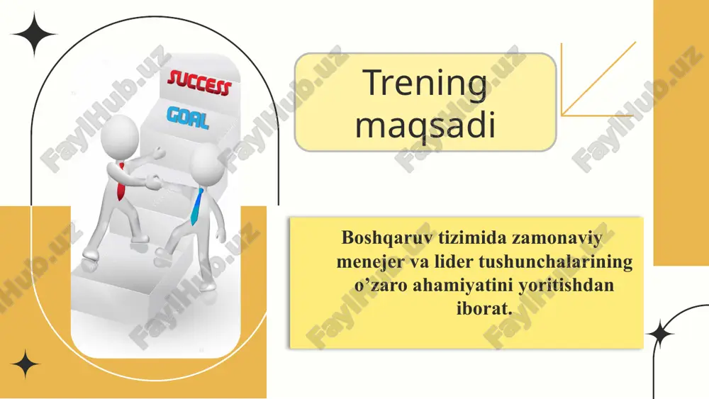 ubi menejerning imidji bu uning obrazi, ushbu menejerning unga alohida oʻziga xoslikni beruvchi va uni bir qator boshqa rahbarlardan ajratib turuvchi farqlanuvchi va mutloq taʼriflari haqidagi mustahkam tasavvurdir. ishbilarmonlikning etikasi va etiketi ishbilarmonlig etikasi - bu yaxshilik va yomonlik, maʼnaviylik va ahloqiylik, insonni jamiyatdagi maʼlum oʻrni va hayoti va faoliyatining maʼnosi haqidagi tushunchalarga mos keluvchi inson hulqining taʼlimi va amaliyotidir. ishbilarmonlik etikasi oʻz ichiga menejer, har qanday ishbilarmon kishi qoʻyilgan maqsadlarga erishish uchun suyanadigan ideallarni oladi. etiket — bu ham inson hulqini tartibga solishning shakllaridan biridir. ammo etiket qoidalari gʻoyatda rasmiy xarakterda boʻladi va odamning oldiga erkin tanlash muammosini qoʻymaydi. ularni bilish va rioya qilish zarur. etiket tili koʻproq umuminsoniy odob talablarini aks ettiradi. bugungi treningda nimani o’rgandizngiz? bugungi treningda sizga nima yoqdi? nega:? ushbu trening materiallarida siz uchun nima yangilik bo‘ldi? usjbu materiallarning qaysi qismim sizga tushunarsiz edi? nega? ularning qaysi biri sizning kasbiy rivojlanishingiz uchun foydali deb hisoblaysiz? …