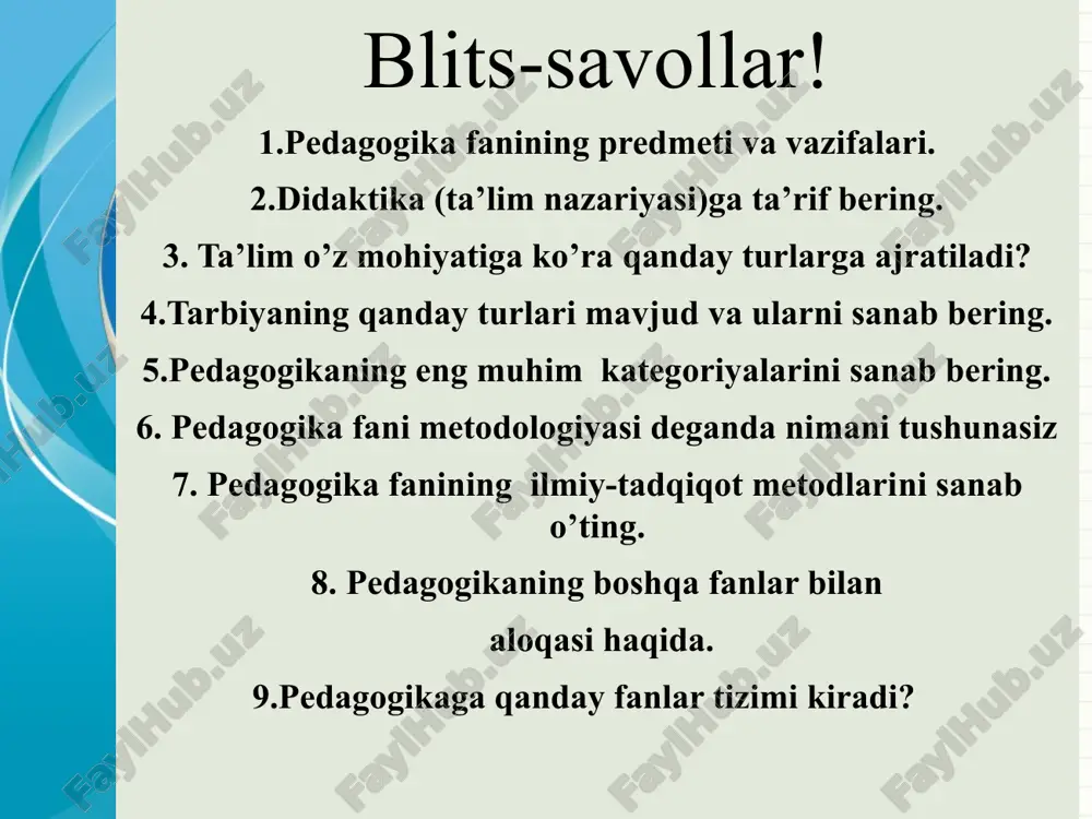 shuvi 12-ilova foydalanish uchun adabiyotlar: 1. barkamol avlod – o‘zbekiston taraqqiyotining poydevori. – toshkent: sharq nashriyot-matbaa konserni, 1998. 2. tursunov i., nishonaliyev u. pedagogika kursi. –t.: o‘qituvchi, 1997. 3. g‘oziyev e. psixologiya (yosh davrlari psixologiyasi). – t.: o‘qituvchi, 1994. 4. podlasiy i. pedagogika. v 2 kn. kn. 1. – moskva: vlados, 1999. 5. almetov n. pedagogika: savollar va javoblar // o‘quv qo‘llanma. –2001. 6. pedagogika nazariyasi va tarixi. 1-qism. pedagogika nazariyasi / m.x.toxtaxodjayeva va boshqalar. prof. m.x.toxtaxodjayevaning umumiy tahriri ostida. – toshkent: “iqtisod-moliya”, 1996. 7. b.x.xodjaev. pedagogika nazariyasi va amaliyoti. -toshkent, “sano-standart” nashriyoti, 2017.. tayanch tushunchalar: pedagogik antropologiya, individ, shaxs, individuallik, o‘sish, rivojlanish, ijtimoiylashuv, irsiyat, muhit, tarbiya, yosh davrlari, gender. individ (lotincha “individium” so‘zidan olingan bo‘lib, “bo‘linmas”, “yagona” ma’nolarini anglatadi) xatti-harakatlarini shartli refleks yordamidagina tashkil eta oluvchi biologik mavjudod. shaxs tushunchasi insonga taalluqli bo‘lib, psixologik jihatdan taraqqiy etgan, shaxsiy xususiyatlari va xatti-harakatlari bilan boshqalardan ajralib turuvchi, muayyan xulq-atvor va dunyoqarashga …