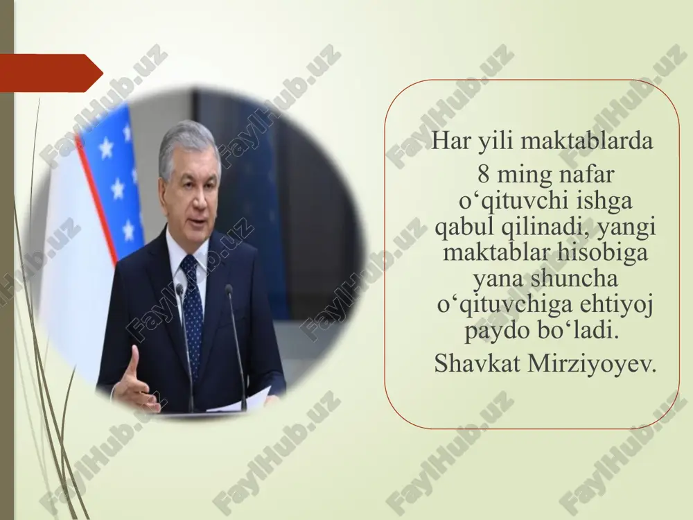 tanlash jarayoniga oʻrtacha 48 soat vaqt sarf etiladi. finlandiya: finlandiyada har bir talabgorning oldingi ish joyidagi faoliyati koʻproq baholanadi. agar talabgor ilk marotaba ishga hujjat topshirayotgan boʻlsa, u oʻqigan taʼlim muassasasidagi oʻqituvchi yoki professorning nomzod toʻgʻrisidagi fikrini bilishga qiziqishadi. qiyosiy tahlil etilganligi.takliflar t/r amaldagi holat (o‘zbekistonda) amaldagi holat (xorijda) taklif 1 o‘qituvchilik lavozimlari uchun bo‘sh ish o‘rinlari va malaka talablari www.mehnat.uz, www.ish.uzedu.uz www.vacancy.argos.uz saytlari orqali e’lon qilinadi finlandiyada o‘qituvchilik lavozimlari uchun bo‘sh ish o‘rinlari va malaka talablari finlyandiya milliy ta'lim kengashi veb-sayti, ish portallari, ta'lim muassasalari veb-saytlari, gazetalar va professional tarmoqlar kabi turli kanallar orqali e'lon qilinadi. -ish o‘rinlari e’lonlari yagona elektron www.vacancy.argos.uz platformasini yaratish kerak 2 nomzodlar arizani tanlov komissiyasiga belgilangan tartibda qog‘oz shaklida topshiradi. arizalar odatda qo‘shimcha xat, o‘quv rejasi (cv), akademik transkript va o‘qituvchilik sertifikatlari nusxalari va boshqa tegishli hujjatlarni o‘z ichiga oladi. -arizani ish e’loni joylashtirilgan elektron platforma orqali online shaklda yuborishni joriy qilish kerak; o‘zbekistonda …