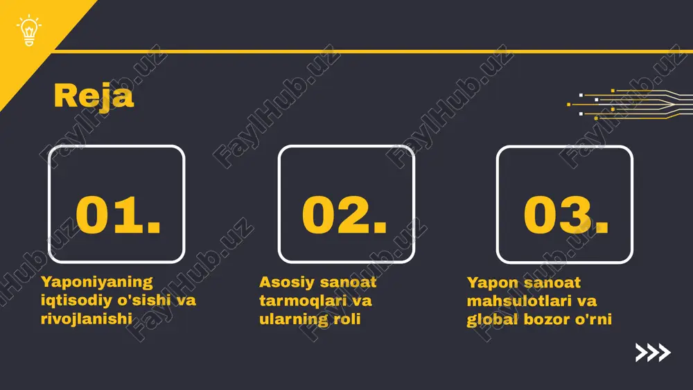 ida muhim rol o'ynaydi. ushbu mahsulotlar nafaqat ichki bozorni ta'minlaydi, balki xalqaro savdoda ham katta ahamiyatga ega bo'lib, yaponiyaning global iqtisodiy aloqalarini mustahkamlaydi. avtomobillar yaponiyaning eng katta eksport mahsuloti bo'lib, 2020 yilda 1,5 trillion dollarni tashkil etgan. elektronika va kimyo sanoati ham muhim eksport tarmoqlari hisoblanadi, ularning eksport hajmi mos ravishda 100 milliard va 80 milliard dollarni tashkil etadi. bular yaponiyaning iqtisodiy rivojlanishiga qo'shgan hissasini yanada ko'rsatadi. ijtimoiy omillar aholi o'sishi, ishlab chiqarish resurslarining samarali boshqarilishi va malakali mehnat resurslarini o'z ichiga oladi. siyosiy omillar davlat siyosatining barqarorligi va iqtisodiy islohotlarni o'z ichiga oladi. iqtisodiy omillar esa iqtisodiy tsikllar va inflyatsiya darajasidir. yaponiyaning iqtisodiy o'sishiga ta'sir etuvchi ichki va tashqi omillar mavjud. ichki omillarga ijtimoiy barqarorlik, ta'lim darajasi va innovatsiyalar kiradi. tashqi omillar esa global iqtisodiy sharoit, savdo aloqalari va xorijiy investitsiyalarni o'z ichiga oladi. iqtisodiy o'sishga ta'sir etuvchi faktlar ijtimoiy, siyosiy va iqtisodiy omillar iqtisodiy o'sishning kelajak istiqbollari yaponiyaning …