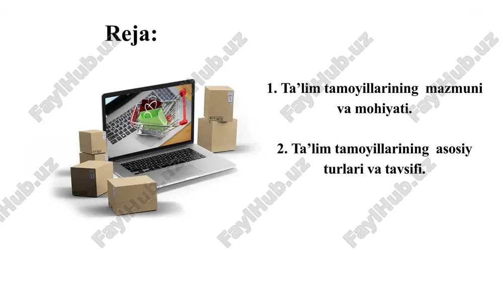 bir ketma-ketlikda berilishini taqozo yetadi; -ilmiylik, o’kituvchilarning bilimini ma’lum bir ketma-ketlikda berishga amal kilishni ham taqazo etadi; -ilmiylik yana berilayotgan bilim hozirgi zamon ijtimoiy va ilmiy-taraqkiyot darajasiga mosligi bilan hamda tuzilgan dastur va ishchi rejaga mos bo’lishligi bilan xam belgilanadi ilmiy tamoyil bu add contents title add contents title 1.hozirgi zamon didaktika va psixologiya fanlarining ko’rsatmalari bo’yicha dars berganda mantiqning faqat induktiv usulidan foydalanibgina qolmay, deduktiv usulidan ham bemalol foydalanaverish. 2.boshdanoq o’quv fanining ichki mantig’ini ochib berishga intilish. 3.o’quvchilarda narsa va hodisalarga dialektik yondoshuvni shakllantirish maksadida, xar bir bilimni berishda uning ichki dialektikasiga ahamiyat berish. 4.takrorlanmasa esdan chikadi degan qoidadan kelib chiqib, har bir darsda yangi bilimni takrorlab turish. 5. qonuniyatlarni tushuntirayotganda, ularni tashqi muhit, vaqt,eskilik va yangilik orasidagi tafovut hamda ichki sharoitlarga bog’liqlikda tushuntirish. 6. o’qitganda, o’quvchilarda izlanuvchanlik hissiyotini rivojlantirish. 7. muayyan qonuniyatni tushuntirishda, uni kashf etgan olimning qisqacha tarjimai holini aytish. 8.bilim berishda, uni tadqiq qilingan usullarini ham …
