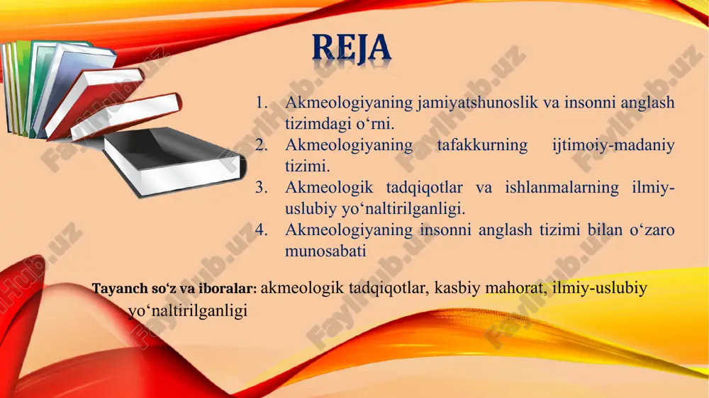 ik, akmeologiyaning kasbiy jihatini ifodalaydi; o‘rta umumta’lim, kasb-hunar ta’lim tizimida o‘quvchilarning bilim va ko‘nikmalarini diagnostika qilishga yo‘naltirilganlik, akmeologiyaning ta’limiy jihatidir; akmeologik yondashuvda mutaxassislarning tayyorgarligi va ular malakasini oshirish muammosi eng dolzarb masala darajasiga ko‘tarilmoqda va bunda quyidagi jihatlarga ahamiyat beriladi: ijodiy faoliyat jarayonida qo‘lga kiritilgan ijtimoiy ahamiyatga innovatsiyalar (yangiliklar)ni baholash, kasbiy mahoratga erishishga sarflanadigan sa’yi-harakatlar tizimi, akmeologiyaning kreativ jihati; kishining kasbiy mahorat darajasiga erishishida akmeologik jihatlarning samarali o‘zaro ta’sirini ta’minlovchi omillar yig‘indisi, akmeologiyaning refleksiv jihatidir yoshlik davri 23-28 yoshlardan iborat bo‘lib, bu davrning o‘ziga xos xususiyatlaridan biri ijtimoiy hayotning barcha jabhalarida kamolga erishgan shaxs sifatida faol ishtirok qilish va ishlab chiqarishda mehnat faoliyatini amalga oshirishdan iboratdir. yoshlarning mehnat faoliyati quyidagi uchta muhim belgisi bilan boshqa yosh davrlaridan farqlanadi: 1) mutaxassislikning mohiyatiga, ishlab chiqarish shart-sharoitiga va mehnat jamoasi a’zolarining xususiyatiga moslashish (ko‘nikish) – mehnat faoliyatining dastlabki yillari topish va qadr-qimmatga erishish; 2) mutaxassis sifatida o‘zini takomillashtirish uchun ijodiy izlanishni amalga oshirish …
