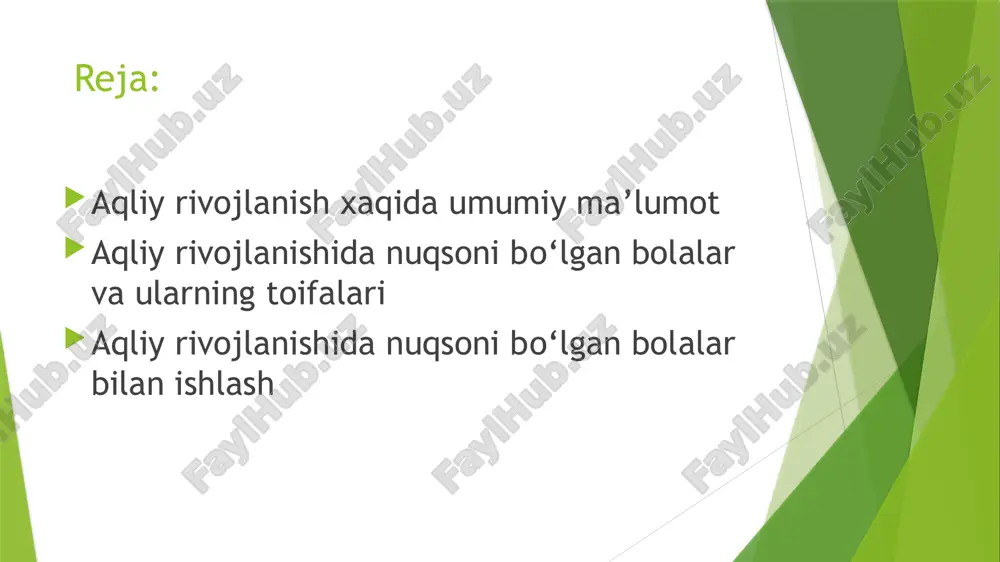 ko'proq moyil bo'lishadi, ammo bu juda kam uchraydigan genetik yo'l bilan yuqadi. genetika rivojlanganiga va bu sohada ma'lum yutuqlarga qaramay, kasalliklarning 70-80% sabablari aniqlanmagan. ko'pincha ular ayniqsa og'ir holatlarda aniqlanadi. ammo shunga qaramay, biz bunday holatning boshlanishiga sabab bo'lgan eng keng tarqalgan omillarni tushunishni taklif qilamiz. . postnatal sabablar rivojlanish, o'sish, ijtimoiy moslashuv uchun zarur bo'lgan hissiy, jismoniy, kognitiv yordamning etishmasligi, hayotning birinchi yillarida yomon ovqatlanish dunyoda aqliy zaiflikning eng keng tarqalgan sabablari hisoblanadi. kasallik bakterial, virusli ensefalit, meningit, to'yib ovqatlanmaslik, zaharlanish, bosh jarohati va hokazolarning natijasi bo'lishi mumkin. aqliy rivojlanishida nuqsoni bo‘lgan bolalarning asosiy qismini daun sindromi bilan og‘rigan(30% dan yuqori bo‘lgan qismi) bolalar tashkil etadi. oligofreniya tashxisi bilan tibbiyotda ro‘yxatda turgan bolalarda aqliy nuqson har doim ham aniq namoyon bo‘lavermaydi. bunday bolalarning ko‘p qismi (15-20%) harakatlanish organlarining yetishmovchiligi bilan, ba’zilari (6%) epilepsiya (tutqanoq) bilan og‘rigan bolalardir. endigina o‘qishga kirishayotgan juda ko‘p aqli zaif bolalarda uning nutqining rivojlanmaganligi, nutq …