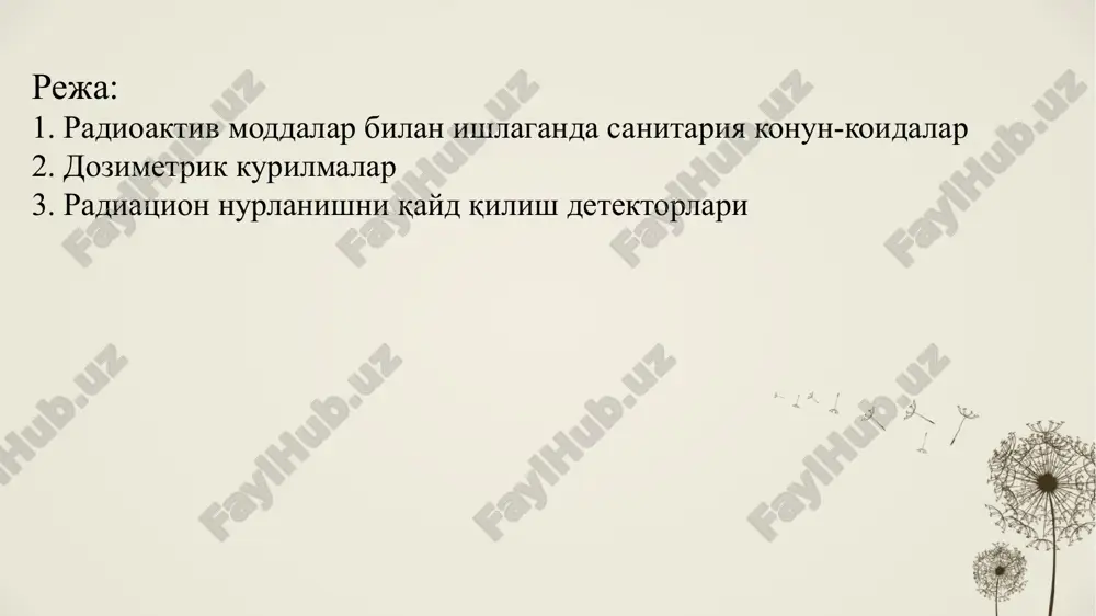 ktronlar anodga tomon yo'nalishda harakatlanadi, natijada gaz muhitining ikkilamchi ionizatsiyasi yuzaga keladi, o'z navbatida elektr impulsi xosil bo'lishi qayd qilinadi. vavilov–cherenkov hisoblagich qurilmasi 1951–yilda ishlab chiqilgan bo'lib, muhit tarkibida γ–nurlanish, α–nurlanish yoki β–nurlanishni qayd qilishda foydalaniladi. vilson kamerasi nam holatdagi havo bilan to'ldirilgan bo'lib, harakatlanuvchi porshen moslamasi yordamida bosim qiymati o'zgartiriladi. porshen tezlik bilan harakatlantirilishi natijasida nam holatdagi havo muhitida to'yinish holati yuzaga keladi va kamera orqali o'tuvchi zaryadlangan zarrachalar havoni ionizatsiya holatiga keltiradi, o'z navbatida xosil bo'lgan ionlar bug' shaklida kondensatlanadi. kamera yon tomonidan yorug'lik nuri tushirilganda harakatlanuvchi zaryadli zarrachalarning nurlanuvchi izi (trek) ko'zga tashlanadi. 1919–yilda e.rezerford tomonidan vilson kamerasida birinchi yadro reaktsiyasi amalga oshirilgan: 14n+4he=17o+1h charlz tomson riz vilson (shotlandiya: charles thomson rees wilson; 14.02.1869 – 15.11.1959) – fizik, professor (1925), dastlab, manchester hududida boshlang'ich ta'lim olgan va keyin, bojxona universitetida tahsil olgan, shifokor bo'lishga qiziqqan, sportchi–alpinist, 1894–yilda shotlandiya hududida joylashgan ben–nevis tog'iga chiqish davomida tuman ichida nurlarning …