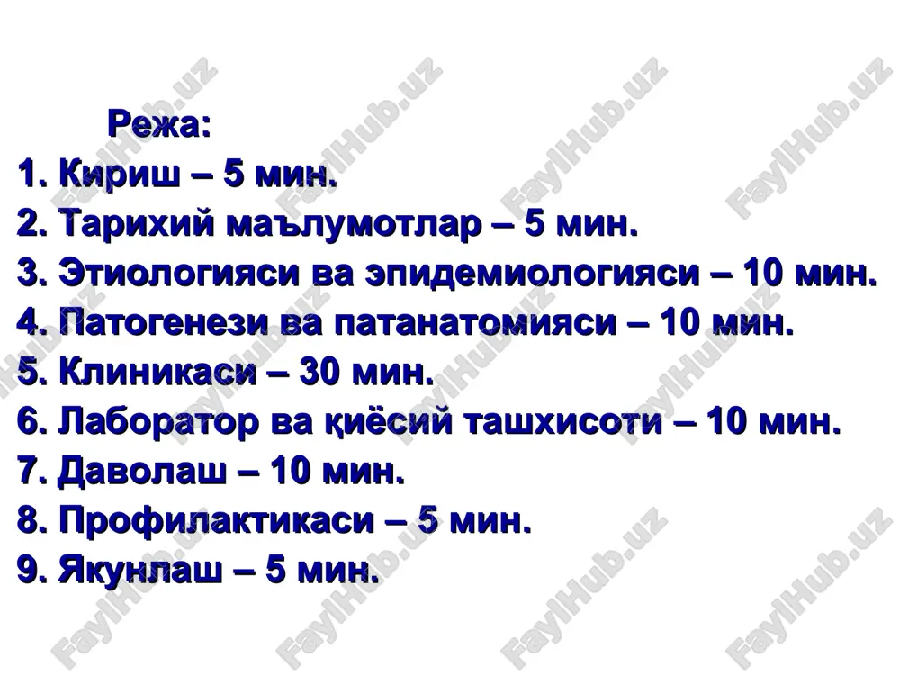 sallikning kataral va toshmali davrning dastlabki kunlarda ajratish mumkin. bu muddat zararli davrga tugri keladi kontagiozlik indeksi 0,95 = 96% ga teng. tugilgandan 3 oy muddatgacha bola kizamik bilan ogrimaydi, onasidan utgan immunitet xisobiga. 3-chi oyidan boshlab immunitet pasayadi va 6-10 oyligida bola kizamik yuktirishga moyil bulib koladi. agar onasi kizamik bilan ogrimagan bshlsa yoki emlanmagan bulsa tugilganidan boshlab moyil bulib koladi. agarda xomiladorlik davrida ona kizamik bilan ogrisa bola tugma kizamik bilan tugilishi mumkin. mavsumiyligi – yilning sovuk oylarida (kish-kuz). ulim xolatlari – asoratli kechganda 1-2% ni tashkil kiladi. kizamik bilan ogrigan bemorda turgun immunitet xosil buladi. patogenezi patogenezi 5 fazadan iborat: 1. zararlanish fazasi. yukori nafas yullari shillik kavati va kuz infektsiyaning kirish darvozasi xisoblanadi. 2. birlamchi virusemiya fazasi. limfotsitar tizimni umumiy zararlanishi. burun, xalkum shillik kavati orkali virus konga utadi va uni kasallikning yashirin davrini 1-chi kunlarida aniklashimiz mumkin. 3. ikkilamchi virusemiya va allergik reaktsiyalar fazasi. konda …
