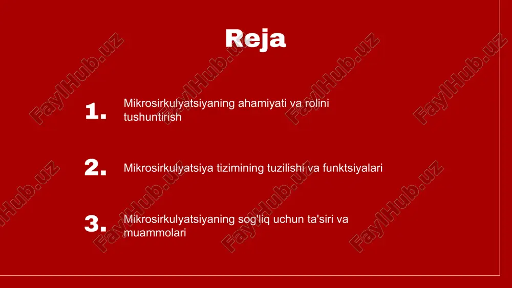 atlidir. muvozanatni saqlashdagi ahamiyati mikrosirkulyatsiya organizmda muvozanatni saqlashga yordam beradi. u qon aylanishini tartibga soladi, immun tizimini qo'llab-quvvatlaydi va turli hujayra funksiyalarini muvofiqlashtiradi. mikrosirkulyatsiya va sog'liq mikrosirkulyatsiya organizmning sog'lig'ida muhim rol o'ynaydi. u to'qimalarga kislorod va oziq moddalarning yetkazib berilishini ta'minlaydi, shuningdek, toksinlarni chiqarishda yordam beradi. mikrosirkulyatsiya buzilganida, sog'liq muammolari yuzaga kelishi mumkin. mikrosirkulyatsiyaning sog'liq uchun muhimligi mikrosirkulyatsiya to'qimalarga kislorod va oziq moddalarning yetkazib berilishida hal qiluvchi ahamiyatga ega. u organizmning barcha tizimlari faoliyatini qo'llab-quvvatlaydi va to'qimalarning yangilanishini ta'minlaydi. mikrosirkulyatsiya buzilishlari va ularning oqibatlari mikrosirkulyatsiyaning buzilishi ko'plab sog'liq muammolariga olib kelishi mumkin, jumladan qon aylanishi, gipoksiya va boshqa kasalliklar. sog'lom mikrosirkulyatsiyani saqlash uchun jismoniy faollik va to'g'ri ovqatlanish muhimdir. photo by olga guryanova on unsplash photo by kenny eliason on unsplash mikrosirkulyatsiyani yaxshilash usullari mikrosirkulyatsiyani yaxshilash uchun tavsiyalar mikrosirkulyatsiyani yaxshilash uchun jismoniy faoliyat, sog'lom ovqatlanish va stressni boshqarish muhimdir. jismoniy mashqlar qon aylanishini kuchaytiradi va organizmni tetiklaydi. oziqlanish va mikrosirkulyatsiya …