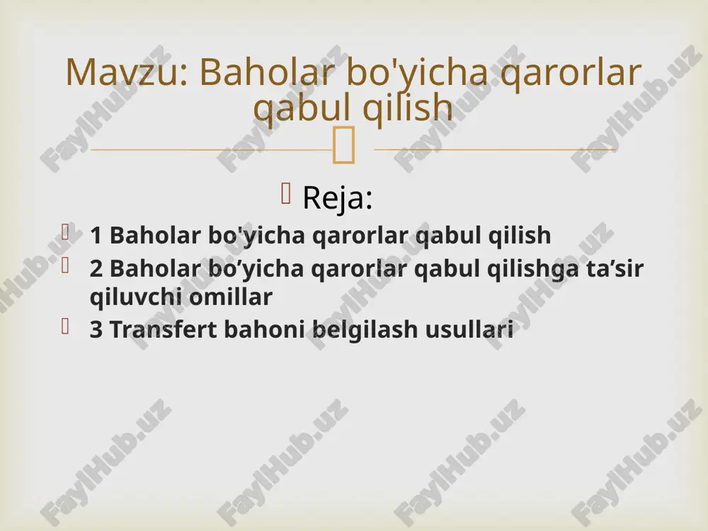 savollarga operativ tarzda ma’lumotlar olishga imkon yaratadi. bular esa o’z navbatida biznesning boshlanish davridayoq xo’jalik yurituvchi subyektni tashkil qilish va boshqarish, rivojlantirish strategiyasini to’g’ri belgilash kafolatini ta’minlaydi. yalpi foyda usuli xo’jalik yurituvchi subyekt rahbarlariga makro va mikro darajada shu muhim ko’rsatkich bo’yicha tahliliy ishlarni amalga oshirish, foyda miqdorining o’rtacha tarmoq, hududiy va butun mamlakat bo’yicha taqqoslanishi, vujudga kelishi mumkin bo’lgan chetlanishlarni ko’rish hamda chetlanishlar sababini aniqlash, shuningdek, shu boradagi mavjud rezervlarni ishga solish variantlarini ishlab chiqish imkonini beradi.  mahsulotga sotuv narxini o’rnatish- subyektning asosiy masalasi va menejerning san’ati hisoblanadi. bozor iqtisodiyoti sharoitida bahoni shakllantirishning bir necha yondashuvlari mavjud. birinchi yondashuv- shunday narx qo’yish kerakki, u sotuvchini jalb qilsin; boshqasi- o’zi uchun ma’lum narx chegarasini belgilash maqsadida raqibning o’rnatgan narxidan foydalanish; uchinchisi- rentabellik pog’onasini, o’zgaruvchan xarajatlar va marjinal daromadning qiymatini aniqlash uchun mahsulot tannarxi haqidagi ma’lumotdan foydalanish.  xarajat narxi ko’pchilik tomonidan real narxni belgilashda eng ishonchli yo’l deb ko’riladi, …