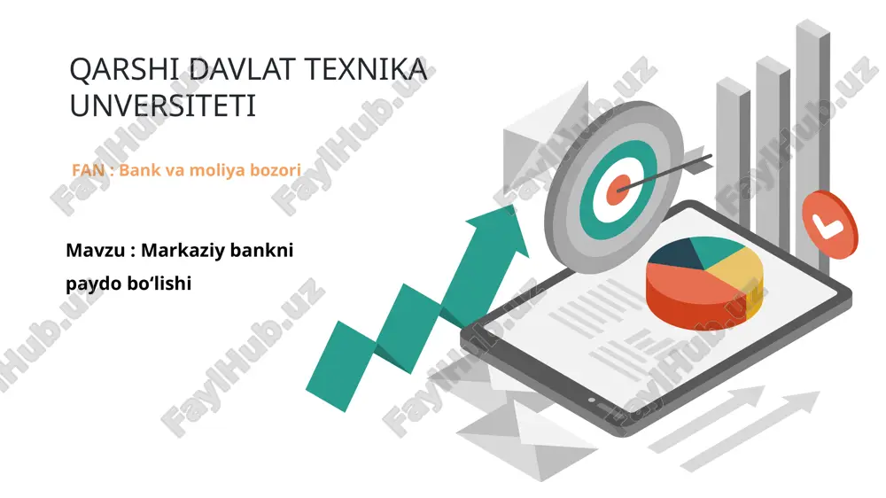 satish, -to`lov-xisob munosabatlarini tashkil qilishni belgilab berish, -valyuta kursini muvofiqlashtirish. markaziy bank faoliyatining maqsadi va vazifalari. pul-kredit siyosatining yuritilishi valyuta kursini barqarorlashtirish pul chiqarish va uning aylanishini nazorat qilish tijorat banklari va moliya bozorlarini nazorat qilish markaziy bankning asosiy vazifalari markaziy banklarga davlat vakili sifatida qonuniy tarzda banknotlarni monopol ravishda emissiya qilish biriktirilgan, ya`ni umummilliy kredit pullarini bosib chiqarish yuklatilgan. ta`kidlash kerakki, sanoati rivojlangan mamlakatlarda banknotalar pul massasining sezilarsiz qismini tashkil etadi, shuning uchun markaziy bankning monopol emissiya funktsiyasi birmuncha pasaytirilgan. funktsiyasi mamlakatdagi pul zaxiralarini tashkil kiluvchi, chakana pul muomalasini naqd banknotalar bilan ta`minlash va kredit tizimini likvidliligini ta`minlash vositasi xisoblanadi. bu funktsiyalar naqd pul muomalasi ulushi sezilarli bo`lgan mamlakatlarda katta ahamiyatga egadir. learn more o’zbekistonda markaziy bank 1991-yilda mustaqillikdan so’ng tashkil etildi. u o’sha vaqtdan boshlab, davlatning moliyaviy siyosatini amalga oshirishda muhim rol o’ynadi. bugungi kunda o’zbekiston markaziy banki nafaqat pul-kredit siyosatini olib boradi, balki iqtisodiy barqarorlikni ta’minlash, bank …