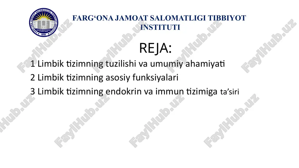 ikdir. u insonga nafaqat muvozanatli fiziologik hayotni ta’minlaydi, balki shaxsiy his-tuyg‘ular, ijtimoiy munosabatlar, o‘rganish va xotirani shakllantirish orqali ruhiy holatni nazorat qiladi. shu sababli, u inson shaxsiyati va ruhiy sog‘lig‘ining markaziy tayanchi hisoblanadi. ko‘tariluvchi faollashtiruvchi retikulyar form atsiyaning faoliyatini organizm ning hamma reseptorlaridan keluvchi im pulslar saqlab turadi, chunki talam usga im puls y etk azib beradigan afferen t tolalardan retikulyar form atsiyaga bir talay kollaterallar chiqadi. bundan tashqari, retikulyar form atsiyaga m iyachadan, po'stloq ostidagi gangliylardan, lim biksistem adan va katta yarim sharlar p o ‘stlog‘idan im pulslar kelib turadi. retikulyar formatsiya katta yarim sharlar po‘stlog‘iga katta ta’sir ko'rsatish va uning faollik darajasini saqlab turish bilan birga, o'zini ham miya p o ‘stlog‘idan keluvchi im pulslar doim o idora etib turadi.retikulyar formatsiya po'stloq ostidagi yadrolarga va gipotalamusga cham barchas bog'liq. retikulyar form atsiyaning o 'rta miyadagi ba’zi qism lariga ta ’sir etilganda, xuddi shuningdek gipotalam usning dorsal qismi, po'stloq …