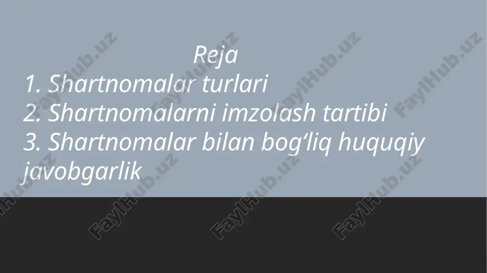 i mehnat shartnomalari ishchi va ish beruvchi o‘rtasida tuziladigan shartnomalar bo‘lib, unda ishchilarning huquq va majburiyatlari, ish joyi, ish haqi, ish vaqti va boshqa sharoitlar to‘g‘risidagi kelishuvlar belgilab qo‘yiladi. mehnat shartnomasi: ish haqi: ishchi va ish beruvchi o‘rtasida belgilangan oylik yoki boshqa to‘lov shartlari. ish vaqti: ishchilar uchun belgilangan ish vaqti, dam olish kunlari va mehnat sharoitlari. majburiyatlar va huquqlar: ishchilarning o‘z vazifalarini bajarishidagi majburiyatlari, ish beruvchining esa ishchilarga nisbatan bo‘lgan majburiyatlari, masalan, xavfsiz ish sharoitlarini yaratish. davlat va xususiy sektor o‘rtasidagi shartnomalar bu turdagi shartnomalar davlat va xususiy sektor o‘rtasida tuziladi va asosan davlat tomonidan xususiy sektorga beriladigan subsidiyalar, grantlar yoki boshqa qo‘llab-quvvatlash bo‘yicha amalga oshiriladi. shuningdek, davlat-xususiy sheriklik (ppp) loyihalariga oid shartnomalar ham mavjud. ushbu shartnomalar quyidagi turlarga bo‘linadi: davlat subsidiyalari va grantlar bo‘yicha shartnomalar: davlat tomonidan xususiy sektor kompaniyalariga moliyaviy yordam ko‘rsatish uchun tuzilgan shartnomalar. misol uchun, iqtisodiy rivojlanish yoki ijtimoiy infratuzilmani rivojlantirishga qaratilgan loyihalar uchun beriladigan …