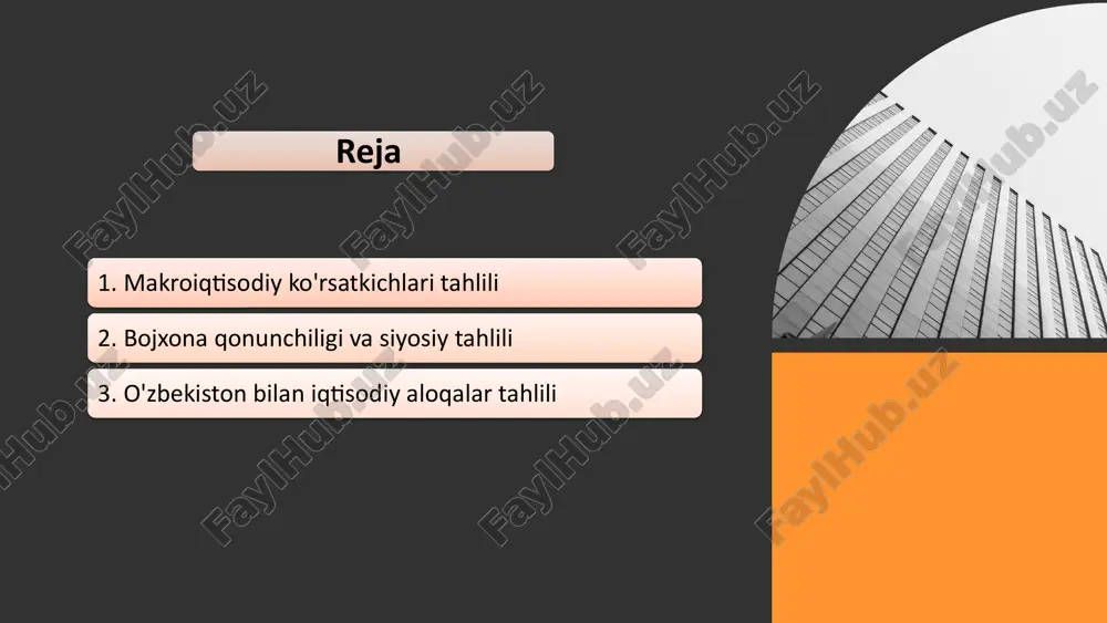 ’tibor qaratmoqda. bu soha ham xorijiy investorlarni jal investitsiya muhiti: xorijiy investorlar uchun soliq imtiyozlari taklif qilinadi korrupsiya darajasi yuqori bo‘lgani uchun biznes yuritish qiyin. transparency internationalning korrupsiya idroki indeksida mamlakat quyi o‘rinlarni egallaydi. qonunchilik va moliyaviy tizimdagi barqarorlikning yetishmasligi xorijiy sarmoyadorlarni qaytaradi. xalqaro iqtisodiy reytinglarda o‘rni xalqaro indekslar: inson rivojlanish indeksi (hdi): mamlakat past ko‘rsatkichlarga ega. sog‘liqni saqlash, ta’lim va yashash standartlari sohasidagi muammolar hdini past darajada ushlab turadi. biznes muhiti: jahon bankining "biznes yuritish" reytingida mamalakat o'tgan o'rinlar. tashqi qarz: ekvatorial gvineya tashqi qarziga nisbatan ehtiyotkor siyosat yuritadi. ammo neft daromadlariga haddan tashqari bog‘liqlik moliyaviy barqarorlikka salbiy ta’sir ko‘rsatadi. valyuta kursi, inflyatsiya va ishsizlik darajasi valyuta kursi: mamlakat markaz inflyatsiya: inflyatsiya darajasi odatda 3% dan oshmaydi, bu cemac mintaqasidagi umumiy fiskal siyosat natijasidir. ammo ist'mol tovarlari jahon import narsalariga bog ' bo'lgan sabab narsalar seziladigan o'zgarishi mumkin. ishsizlik darajasi: ishsizlik yuqori, ayniqsa, yoshlar o‘rtasida. aholining katta qismi norasmiy …
