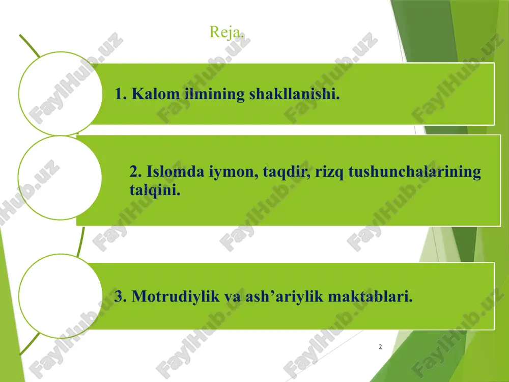 h” (“allohdan o‘zga iloh yo‘q va muhammad – allohning payg‘ambari”) kalimasini til bilan aytib, dil bilan tasdiqlash demakdir. . . 9 hadislarda imonning yetti sharti borligi ta’kidlanadi allohning borligi va birligiga, qur’on va hadislarda bayon ismlari va sifatlariga imon keltirish farishtalarning borligiga imon keltirish ilohiy kitoblarga imon keltirish payg‘ambarlarning haqligiga imon keltirish oxirat kuniga ishonish. taqdirga – inson boshiga tushgan yaxshiligu yomonlik allohdan ekaniga e’tiqod qilish o‘limdan keyin qayta tirilishga ishonish. 10 taqdir haqida. shayx muhammad sodiq muhammad yusuuf. qazo va qadr “qadar” so‘zi o‘lchov ma’nosini anglatadi. islom aqiydasida esa alloh taolo azalda o‘z ilmi va irodasi ila har bir narsani o‘lchovli qilib qo‘yganiga e’tiqod qilishni bildiradi. ulomalarimiz “qazo” va “qadar”ni quyidagicha ta’riflaydilar: “qazo – alloh taoloning hamma narsalarning kelajakda qandoq bo‘lishini azaldan bilishidir”. “qadar – o‘sha narsalarning allohning azaliy ilmiga muvofiq ravishda vujudga kelishidir”. yurtimizda prezidentimiz sh.mirziyoyev va davlatimiz tomonidan yaratilayotgan shart-sharoitlar, imkoniyatlar, har tomon lama qo‘llab-quvvatlanishi ularning kelajakda …