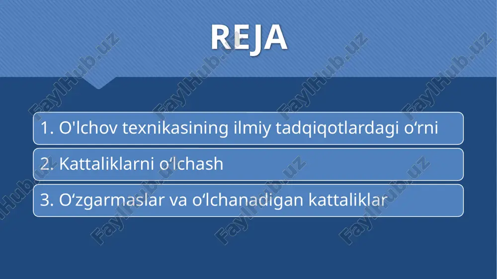 , sanoat va kundalik hayotda o‘lchanadi. kattaliklarni o‘lchashning nazariy asoslari: kattaliklar — bu tabiatda mavjud bo‘lgan o‘lchov qilinadigan xususiyatlar yoki o‘lchov birligida ifodalangan hodisalar. masalan, uzunlik, massa, vaqt, harorat, kuch va boshqalar. kattaliklarni o‘lchashda xatoliklarni minimallashtirish kerak, chunki har bir o‘lchovda aniq natija olish juda muhim. o‘lchovning aniqligi va ishonchliligi katta ahamiyatga ega. aniqlik — o‘lchov natijasining haqiqiy qiymatga yaqinligi, ishonchlilik esa natijaning takrorlanishi bilan o‘lchovning ishonchli ekanligini ko‘rsatadi. kattaliklarni o‘lchashda qo‘llaniladigan usullar va asboblar: o‘lchov asboblari — bu kattaliklarni aniqlash uchun ishlatiladigan texnik vositalardir. bunga chizmalar, mikroskoplar, voltmetrlar, termometrlar, o‘lchov stendlari va boshqa ko‘plab asboblar kiradi. metodlar: o‘lchov usullarining turlari orasida to‘g‘ridan-to‘g‘ri o‘lchash, ko‘rsatilgan kattalikni o‘zgartirish orqali o‘lchash va boshqa eksperimental usullar mavjud. har bir usulni tanlashda kattalikning turiga va tadqiqotning aniq maqsadiga qarab optimal usulni qo‘llash zarur. o‘lchov natijalarini tahlil qilish va ularning aniqligi: o‘lchov natijalarini tahlil qilish — olingan natijalarni tekshirish, solishtirish va xatoliklarni aniqlash jarayonidir. xatolik …