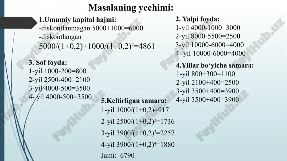 sof diskont daromadi, daromadlilik indeksi va kapital qo‘yilmalarning qoplanish muddati - Page 2