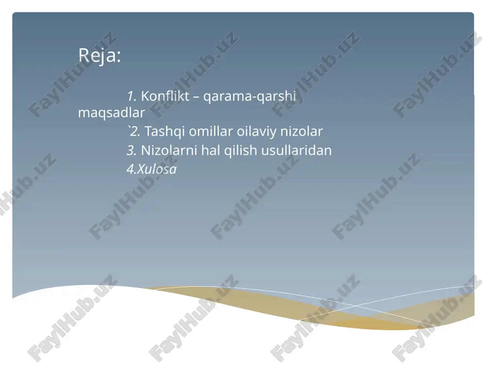 n, agar turmush o'rtoqlar janjallashsa, unda ular baham ko'rish uchun biror narsaga ega. va odamlar doimo umumiy mulkni emas, balki erkinlikni, shaxsiy hududni, bolalarni va boshqalarni ham baham ko'radilar. boshqacha qilib aytganda, turmush o'rtoqlar nizo mavzusi ular uchun muhim bo'lgan taqdirdagina janjallashishadi. bundan tashqari, agar kishi boshqa tomon bilan janjallashishni istamasa, nizo kelib chiqadi. bunday paradoks: odamlar bir-biriga zarar yetkazishni istamagani uchun janjal qilishadi, lekin ular o'zlariga zarar yetkazmaydilar. ikkinchidan, janjal shuni ko'rsatadiki, turmush o'rtoqlar hali ham bir xil yo'lda. qarama-qarshilik shundaki, ikki kishi borishga tayyor bo'lgan yo'l yo'q. aynan janjal paytida ular uni topishga harakat qilishadi. bu shuni ko'rsatadiki, odamlar birgalikda ishlashni xohlashadi, shuning uchun ular hozirgacha bir-birlari uchun eng yaxshi variant deb hisoblagan narsalarni qilish uchun ko'p mehnat qilishadi. psixologlar oiladagi nizolarni normal holat deb hisoblashadi. mojarolar natijasida er-xotinlar bir-birlaridan nafratlana boshlaydilar va ularning ajralishlari yanada keng tarqalgan. shu sababli, oilada doimo yuzaga keladigan nizolarni qanday hal qilish …