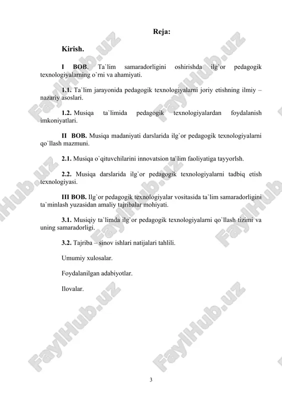 foydalanish muhim o`rin tutadi. zero, an`anaviy ta`limda o`quvchilar faqat tayyor bilimlarni egallashga o`rgatilgan bo`lsalar, rivojlantiruvchi ta`lim mezonlariga muvofiq bilimlarni o`quvchilarning o`zlari o`rganishi, tahlil qila olishi, xulosalarni ham o`zlari keltirib chiqarishiga yo`naltirilishi bilan muhim ahamiyat kasb etadi. shunday ekan pedagogika oliy o`quv yurtlarida tashkil etilayotgan ta`lim tizimi bo`lajak o`qituvchilarni o`z faoliyatlarida interfaol uslublardan, ilg`or pedagogik texnologiyalardan foydalana oladigan, ularni amaliyotga ijodiy va erkin qo`llay olish malakalarini shakllantirishga ham e`tibor qaratish lozim. hozirgi kunda ta`limning barcha bo`g`inlarida fanlarning o`qitilishi, mashg`ulotlarni ilg`or pedagogik texnologiyalardan foydalanib tashkil etish bo`yicha ko`plab o`quv – uslubiy qo`llanmalar, tavsiyanomalar, ko`rsatmalar va pedagogik texnologiyalarni qo`llashning mazmun va mohiyati yoritilgan adabiyotlar ko`plab yaratilmoqda. bu borada ayniqsa fanlar bo`yicha “uzviylashtirilgan davlat ta`lim standarti va o`quv dasturlari” ning yaratilishi e`tiborga molik ish bo`ldi. ta`limga pedagogik texnologiyalarni joriy etish yuzasidan nashr qilingan muhim adabiyotlar va ilmiy – uslubiy ishlar jumlasiga yo`ldoshev sh, usmonov s, r. ishmuhammedov, a. abduqodirov, a. pardayev, o`. tolipov, tojiyevlarning …