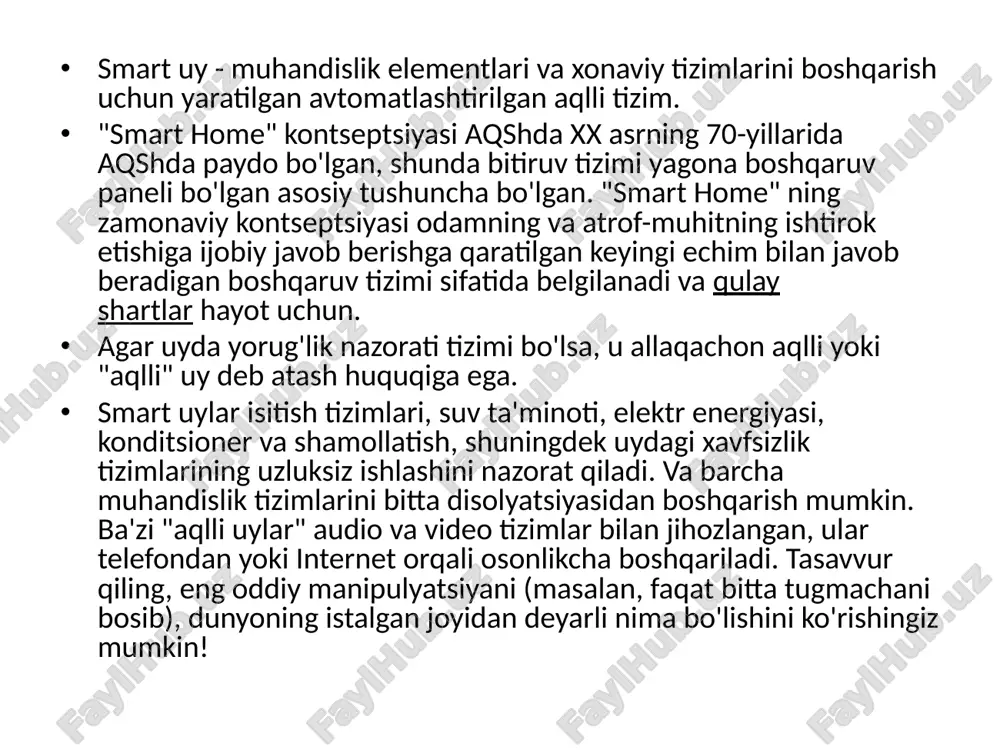 ing intellektual ravishda buyurilishi mumkin tizim. biroq, "smart home" ning asosiy tayinlanishi hali ham xavfsizdir. yengil nazoratning ta'siri egalarning mavjudligini taqlid qilishga imkon beradi va shu bilan kvartiraga kirishni kamaytirish imkonini beradi. agar to'satdan uyingizga kirishga harakat qilsangiz, tizim bu haqda xavfsizlik idoralarida, uy va xostlar videokuzatuv va rekordni o'z ichiga oladi. smart home doimo qurilmalarni kuzatib boradi, faqat gullarni quyishni va albatta egalik etishmovchilik paytida energiya samaradorligini o'chirib qo'ymaydi. endi siz qorong'ida kalitni qidirishingiz shart emas - kinotorlardagi aqlli tizimning o'zi esa chiroqni yoqadi. aqlli uy optimal tilni qo'llab-quvvatlashi mumkin - xonalarda to'g'ri harorat va namlikni keltirib chiqaradi, hatto egalarining etishmasligi paytida ham oynalarni oching va yoping. aqlli uy tizimini o'rnatish qiyinmi? smart uy tizimining zamonaviy va yuqori texnologiyali texnikasi arzon emas va barcha toifadagi fuqarolarning toifalari mavjud emas. biroq, uyingizda yoki kvartirangizda o'xshash "aqlli" tizimni yaratish asta-sekin bo'lishi mumkin. butun tizimni loyihalash eng muhimi, kam byudjet loyihasi bilan …