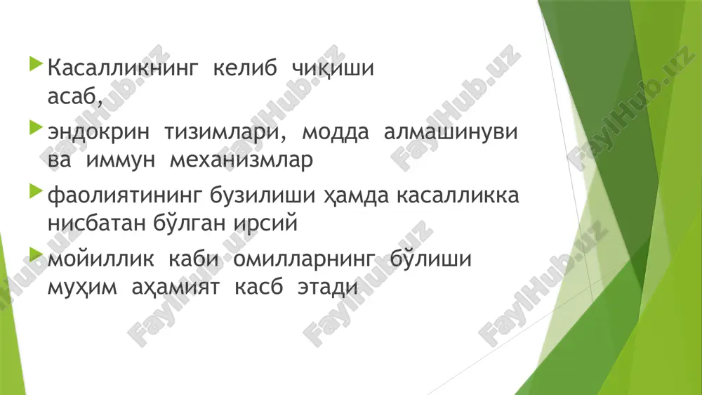 m o'tkir va surunkali hillari tafovut etiladi klinik turlari bo'yicha haqiqiy -mikrobli seboreyyali -bolalar ekzemalari tafovut etiladi. chin ekzema go'daklarda hayotlarining3-6 oyliklaridan boshlanadi, patologik jarayon yuz teri sohasi, yonoqlarda asosan simmetrik holatda joylashadi. o'choqlarda to'qqizil rangli eritema, uning asosida esa serozli tugunchalar, pufakchalar kuzatiladi, ular esa o'z navbatida tezda yorilishga va kasallikka xos bo'lgan eroziyalarning hosil bo'lishiga sabab bo'ladi. jarayonni kechishi jarayonni kechishida burun-lab uchburchagi sohasida kasallik belgilari kuzatilmaydi. keyinchalik bunday serozli o'choqlar bir-biri bilan qo'shilishib, katta hajmdagi ho'llanib turuvchi o'choqlarni hosil qiladi, ular sathi qobig'lar bilan qoplanib turadi. keyinchalik jarayon tana teri sohalariga, dumba, qo'l va oyoqlarga tarqalishi mumkin. jarayon qichishish, bezovtalanish, uyqusizlik, ishtahaning buzilishi hamda umumiy ahvolning o'zgarishi bilan kechadi. seboreyali ekzema seboreyali ekzema kasalligi o'choqlari tananing yuqori qismida, ko'pincha boshning sochli qismi, quloq suprasi va uning atrofida, yuz terisi, ko'krak va elka sohalarida joylashadi. kasallangan o'choqlarda dumaloq oval ko'rinishida bo'lgan, sathi pushti qizil-sariq rangli qazg'oq va qipiqlardan …