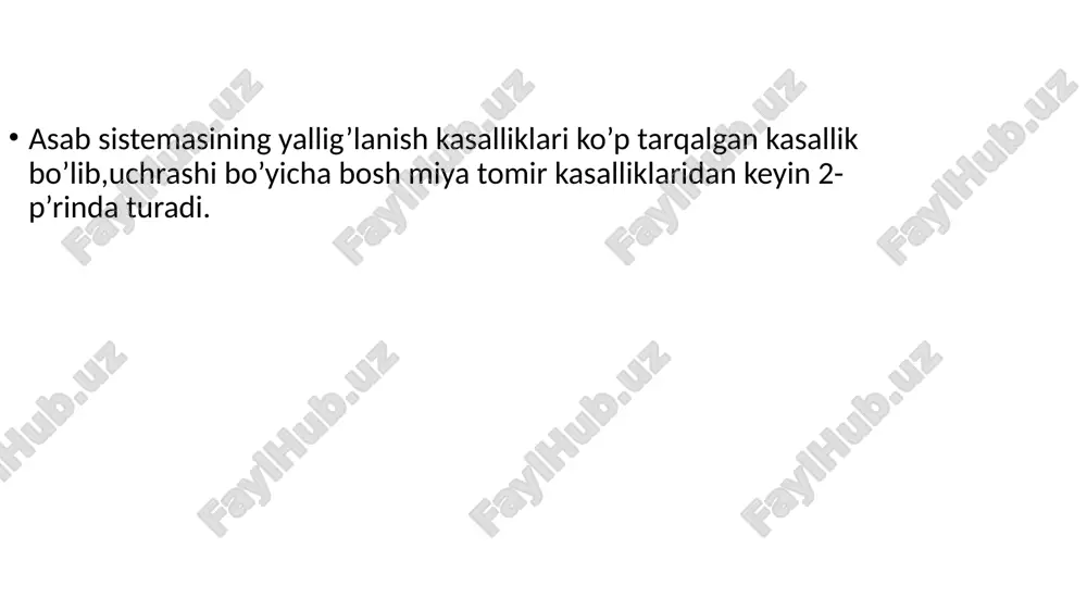 i, ya’ni bemorning tana harorati ko‘tariladi, boshi qattiq og‘riydi, ko‘ngli ayniydi va qusadi. ko‘ngil aynish va qusish ketma-ket ro‘y beradi.buni serebral qusish deb atashadi. bemorning tanasi qaqshab og‘riydi, bo‘yin sohasi, beli va oyoq-qollarida kuchli og‘riqlar paydo bo‘ladi va u holsiz bo‘lib qoladi. bu simptomlarning paydo bo‘lishi bevosita nerv tuzilmalarining zararlanishi bilan ham, umumiy intoksikatsiya bilan ham bog‘liq. klinikasi : meningeal simptomlar, kuchli psixomotor qo‘zg‘alishlar va deliriylar bilan namoyon bo‘ladi. bemorni boshqarib bo‘lmay qoladi, u oyoq-qo‘llarini har tomonga yozib baqiraveradi, o‘z yaqinlarini tanimay qoladi, alahsiraydi, savollarga tushunar-tushunmas javob qaytaradi. kasallikning dastlabki kunlari oyoq-qo‘llarda falajlik kuzatilmaydi. ammo bir hafta o‘tib-o‘tmay monoparez, gemiparez va tetraparezlar paydo bo‘lishi mumkin. bemor ko’rinishi kechishi. ensefalitlarning 5 xil kechishi farqlanadi: 1) yashin tezlikda; 2) o‘tkir; 3) nimo‘tkir; 4) surunkali; 5) qaytalanuvchi. ensefalitning qay darajada og‘ir kechishiga qarab 3 xil turi farqlanadi: 1) o‘rtacha; 2) og‘ir; 3) juda og‘ir. klinik simptomlar shakllanishiga qarab:1) umuminfeksion belgilar, ya’ni subklinik davr; …