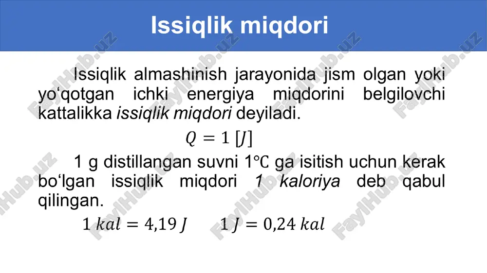 ik sig‘imi 20 j/k ga teng bo‘lsa, o‘q energiyasining qanday qismi (foizlarda) uni qizdirish uchun sarflangan? berilgan: j topish kerak: formula: yechish: javob: 10 % energiya qizdirish uchun sarflangan. mustaqil bajarish uchun topshiriqlar 1. mavzuni o‘qish va mavzuga doir savollarga javob yozish. 2. 14-mashqning 1-, 2-masalalarni yechish. image1.png image2.jpg image2.png image3.png image4.png image40.png image5.png image6.png image7.png image8.png image9.png image10.png image11.png image12.png image13.png image14.png image15.png image16.png image17.png image18.png image19.png image20.png /docprops/thumbnail.jpeg