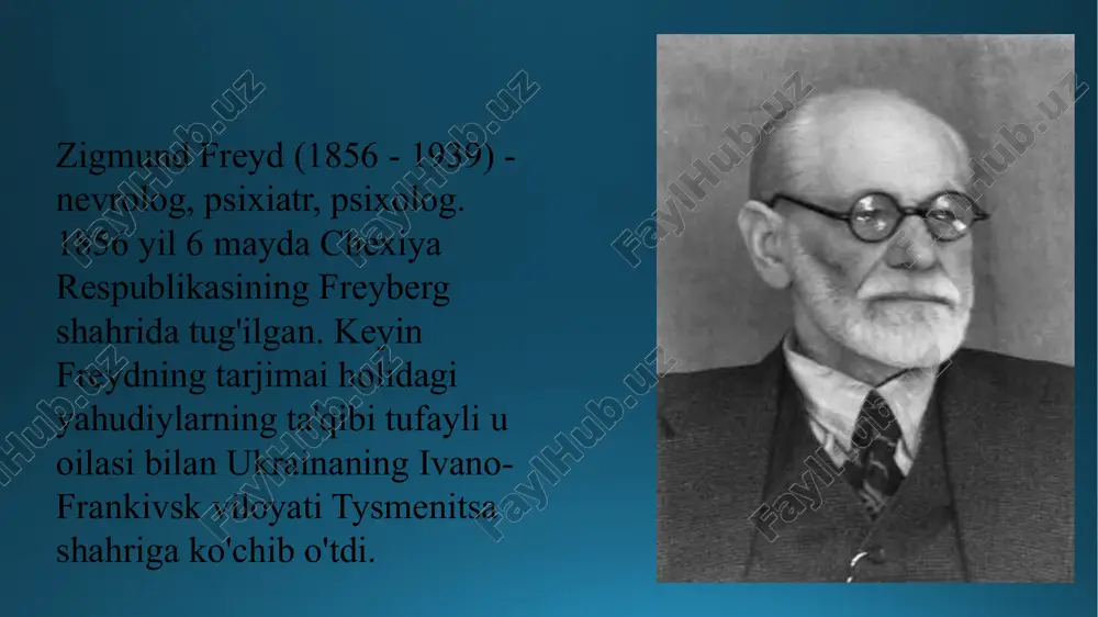 azariyasi asosida freyd shakllangan shakllantirilishi mumkin bo'lgan maqsadni ko'zlagan: insonning aqliy hayotining o'ngdan yashiringan tomonlarini yaxshilashni yaxshilash va shunday qilish uchun. freyd psixoanalizni ham nazariya, ham terapevtik jarayon deb atagan. shunga, biz freyd bo'yicha psixoanalizning bir nechta asoslanib ta'riflarini berishimiz mumkin. psixoanalizning asosiy tamoyillari: insonning xulq-atvori, uning tajribasi va bilimi asosan uning ongsiz irratsional drayverlari (id, ongsiz) bilan belgilanadi. insonning bu harakatlarini amalga oshirishga urinishlari ongga xalaqit beradigan psixologik himoya mexanizmlarining paydo bo'lishiga olib keladi; freyd (id, ego va superego) tasvirlagan shaxsiyat tuzilishiga qo'shimcha ravishda, insonning aqliy rivojlanishiga uning erta bolalik davridagi voqealar ta'sir qiladi; biror kishi biladigan va uning ongsizligi o'rtasidagi mavjud ziddiyatlar nevroz, depressiya, qo'rquv va boshqa ko'plab ruhiy kasalliklarga olib kelishi mumkin; o'zingizni ongsizning ta'siridan ozod qilishingiz mumkin, agar buni tushunsangiz, masalan, psixolog yordami bilan. klassik freyd psixoanalizi bu psixologik terapiyaning bir turi bo'lib, unda bemor psixoanalitikga o'z fikrlarini, shu jumladan erkin uyushmalar, orzular va hatto xayollarni …