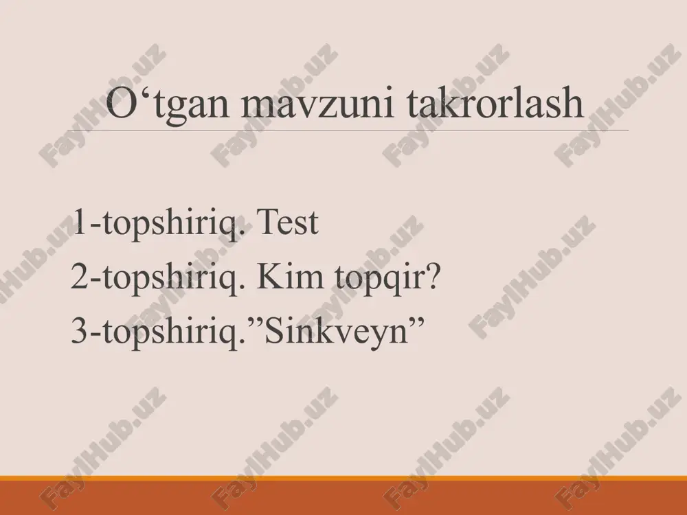inamikaning birinchi qonunining izojarayonlarga tadbiqi. 3. adiabatik jarayon va uning izojarayonlarga tadbiqi. energiyaning saqlanish qonuni: tabiatda energiya bordan yo‘q bo‘lmaydi va yo‘qolmaydi, energiya miqdori o‘zgarmaydi, energiya faqat bir turdan boshqa turga aylanadi. energiyaning saqlanish qonuni tabiatda bo‘ladigan barcha hodisalarda bajariladi.termodinamikaning birinchi qonuni energiya saqlanish qonunining issiqlik hodisalariga tadbiqini ifodalaydi. ta’rif. sistemaga berilgan issiqlik miqdori sistemaning ichki energiyasining o‘zgarishiga va sistemaning tashqi kuchlarga qarshi ish bajarishiga sarflanadi. q=∆u+a bu ta’rif va formula termodinamikaning birinchi qonunini ifodalaydi.bu qonunni xix asr o‘rtalarida nemis olimlari r.mayer, g.gelmgols va ingliz olimi j.joul ta’riflagan. 1. termodinamikaning birinchi qonuni haqida. 2. termodinamikaning birinchi qonunining izojarayonlarga tadbiqi haqida. 1)izotermik jarayon (t=const) temperatura o‘zgarmas bo‘lganda kechadigan fizik jarayonlarga izotermik jarayon deb ataladi. yunoncha “termos”-“issiq” demakdir. 2)izobarik jarayon (p=const) bosim o‘zgarmas kechadigan fizik jarayon izobarik jarayon deyiladi. yunoncha “baros”-“bosim” demakdir. izobarik jarayon uchun q=∆u+a bog‘lanishni quyidagicha ifodalash mumkin: =const. bunda p=const bo‘lgani uchun q=∆u+p∆v 3)izoxorik jarayon (v=const) hajm o‘zgarmas kechadigan …