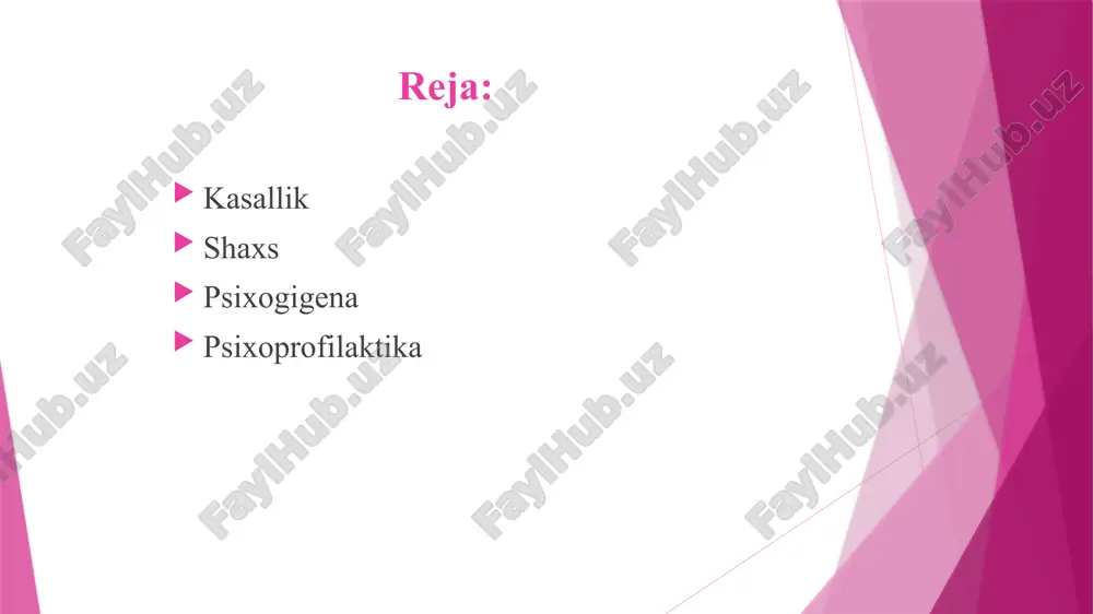 rganizm hayot faoliyatining buzilishiga olib keladi, lekin koʻpgina kasalliklarda dardning badandagi oʻrni, shuningdek, maʼlum bir aʼzo yoki sistemaning koʻproq zararlanganini koʻrsatadigan belgilar aniq koʻrinib turadi. masalan, meʼdada yara borligi butun organizmning umumiy kasalligi — yara kasalligini mahalliy belgisi boʻlishi mumkin, yara kasalligi koʻpincha nerv sistemasi funksiyasining jismoniy yoki aqliy ishda haddan tashqari zoʻriqishi, noxush xodisalarni boshdan kechirish tufayli buzilishidan kelib chiqadi. shaxs . “shaxs” tushunchasi va shaxs rivojlanishining o‘ziga xos xususiyatlari. shaxs tushunchasi insonga ta`luqli bo‘lib, psixologik jihatdan taraqqiy etgan, shaxsiy xususiyatlari va xattiharakatlari bilan boshqalardan ajralib turuvchi, muayyan xulq-atvor va dunyoqarashga ega bo‘lgan jamiyatning a’zosini ifodalashga xizmat qiladi. odam shaxs bo‘lishi uchun psixik jihatdan rivojlanishi, o‘zini yaxlit inson sifatida his etishi, o‘z xususiyatlari va sifatlari bilan boshqalardan farq qilishi kerak. shaxs — alohida individ, mohiyatan yaxlit ijtimoiy-axloqiy olam. u oʻzida inson mohiyatini, uning mavjudot sifatidagi qadriyatini mujassam etadi. shaxs ijtimoiy-gumanitar fanlarda oʻz yoʻnalishi, tadqiqot obyekti va maqsadi nuqtai nazaridan …