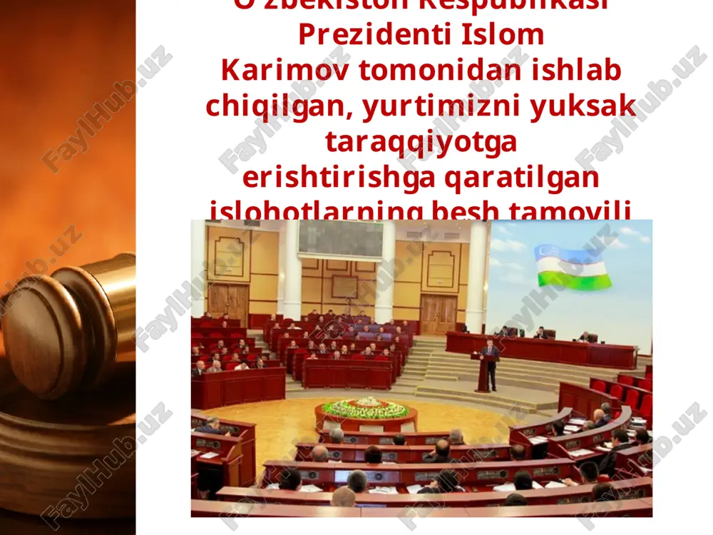 fanlarining rivojlangan bo‘lishi. 3. hammaning qonun oldida tångligi. 4. huquqni amalga oshiruvchi davlat idoralari va mansabdor shaxslarning qonunlar doirasida o‘z huquqi, burchlarini bajarishi, ularni anglab olishi. 5. huquqiy tarbiya, targ‘ibot-tashviqot ishlarining izchil yo‘lga qo‘yilishi va hokazolar. qonuniylik qonun ustuvorligi, qonunga muvofiqlik, faqat qonun asosida yashash, g‘ayriqonuniylikka yo‘l qo‘ymaslikni bildiradi. qonuniylik hukmron bo‘lgan joyda tinchlik-totuvlik, tartib intizom va adolat qaror topadi, insonlarning huquq va erkinliklari to‘la ta’minlanadi. huquqiy madaniyatli odam qonunlardan qo‘rqqani uchun emas, balki ularni hurmat qilgani, qonunlar timsolida xalq xohish-irodasini ko‘rgani uchun ham qonun asosida yashashni o‘z hayotining mazmuni deb biladi. insonning ma’naviyati yuksalib borgani sari huquq haqidagi ushunchalari ham mukammallashaveradi. odamzot yanada ko‘proq huquqqa, yanada ko‘proq erkinlikka ega bo‘lishni istaydi. savol va topshiriqlar: 1. jamiyatda qonun ustuvorligiga erishish uchun nimalar talab etiladi? 2. sobiq sho‘rolar davrida inson huquq va erkinliklariga zid ishlar amalga oshirilgani to‘g‘risida keksalardan nimalar eshitgansiz? 3. qonun ustuvorligi bilan mamlakatlar taraqqiyoti o‘rtasida qanday bog‘liqlik bor? …