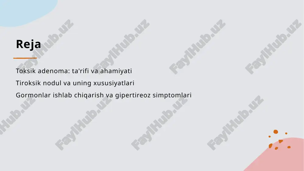 terapiyasi va dori-darmonlar bilan amalga oshiriladi. har bir usulning o'ziga xos afzalliklari mavjud. 2 operativ davolash - toksik adenomaning katta o'lchamida yoki kompleks holatlarda jarrohlik aralashuvi tavsiya etiladi. bu usul, odatda, adenomaning to'liq olib tashlanishini ta'minlaydi. 3 radioaktiv yod - radioaktiv yod terapiyasi, toksik adenomaning faoliyatini pasaytirish uchun qo'llaniladi. bu usul, ko'pincha, jarrohlikdan keyin yoki alternativ sifatida tanlanadi. 4 dori-darmonlar - dori-darmonlar, masalan, tiroidni inhibe qiluvchi preparatlar, gipertireoz simptomlarini boshqarishda foydalidir. ular, shuningdek, operatsiyadan oldin tayyorlovda ham ishlatiladi. tiroksik nodul: ta'rifi va turlari. tiroksik nodul, benign o'simta bo'lib, tiroid g'andida gormoni mustaqil ishlab chiqarishga qodir. ular asosan quyidagi turlarga bo'linadi: toxik adenoma, toksik multinodulyar goiter va toksik nodulyar goiter. ushbu nodullar gipertiroidizmga olib kelishi mumkin. photo by noah buscher on unsplash tiroksik nodulning rivojlanishi va o'ziga xos xususiyatlari. 1 tiroksik nodul ta'rifi tiroksik nodullar, tiroid bezida joylashgan benign o'smalardir, ular o'z-o'zidan gormonlar ishlab chiqaradi va gipertireozga olib kelishi mumkin. 2 …
