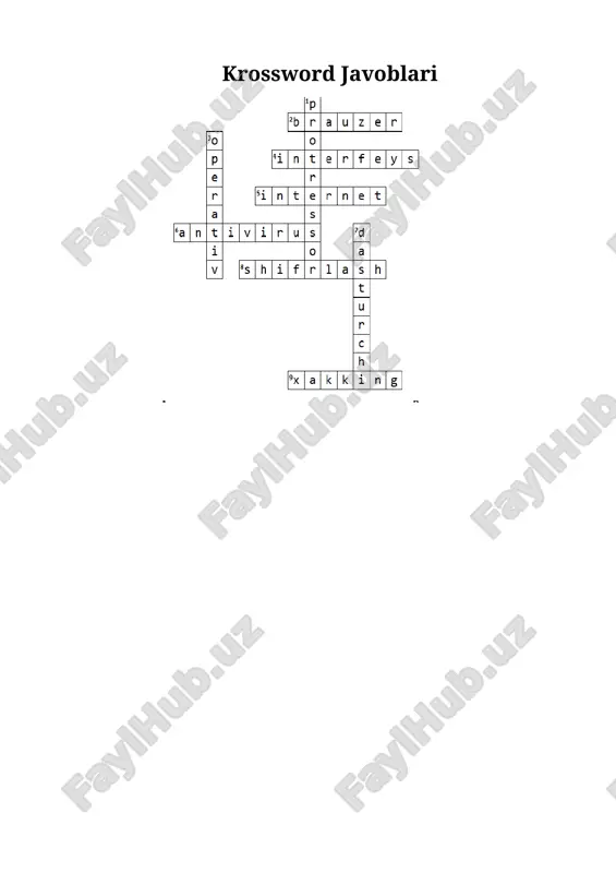 informatika va raqamli iqtisodiyot krossword - Page 2