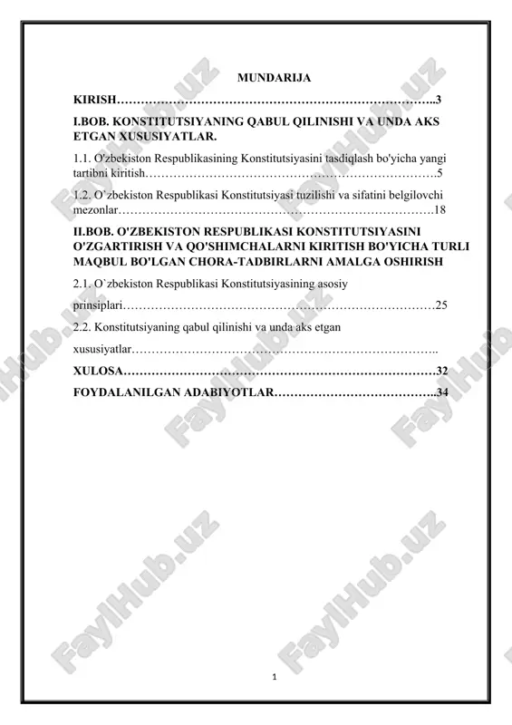 mizga kuch baxshida etuvchi hujjatdir. u ijtimoiy va davlat hayotining huquqiy asosidir. o`zbekiston respublikasining konstitutsiyasi ozod va suveren davlatning huquqiy asoslarini yaratish bilan birga jamiyatimizning huquqiy taraqqiyotida yangi davrni boshlab berdi. konstitutsiyaga binoan o`zbek xalqining yo`li bitta-ozod va obod vatan, erkin va farovon hayot qurish, mustaqillikni mustahkamlab mamlakat ravnaqini ta'minlashdir. o`zbekiston konstitutsiyasining o`ziga xos mazmuni shundan iboratki, u o`zbek xalqining tarixiy va milliy qadriyatlarini, g`arb demokratiyasining insonparvarlik tamoyillarini o`zida mujassam etadi. o`zbekiston respublikasi konstitutsiyasi jamiyatimiz barcha a'zolarining, shu jumladan yoshlarning manfaatlarini, ularning uaqhuquqi va erkinliklarini to’la uzida ifoda etadi. chunki kelajagimiz bo’lgan yoshlar davlatimizning uar tomonlama qudratli davlatga aylanishida faol ishtiroki ual qiluvchi auamiyatga ega. konstitutsiya lotincha “constitutio” soʻzidan olingan boʻlib, “tuzilish”, “oʻrnatish” degan maʼnolarni bildiradi. konstitutsiya alohida yuridik xususiyatlarga ega boʻlgan yagona siyosiy-huquqiy hujjat boʻlib, unda shaxs, jamiyat va davlat oʻrtasidagi munosabatlarning asosiy prinsiplari oʻrnatiladi; davlat hokimiyatining tuzilishi, subyektlari, hokimiyatni amalga oshirish mexanizmi belgilanadi; jamiyat, inson va fuqaroning davlat …