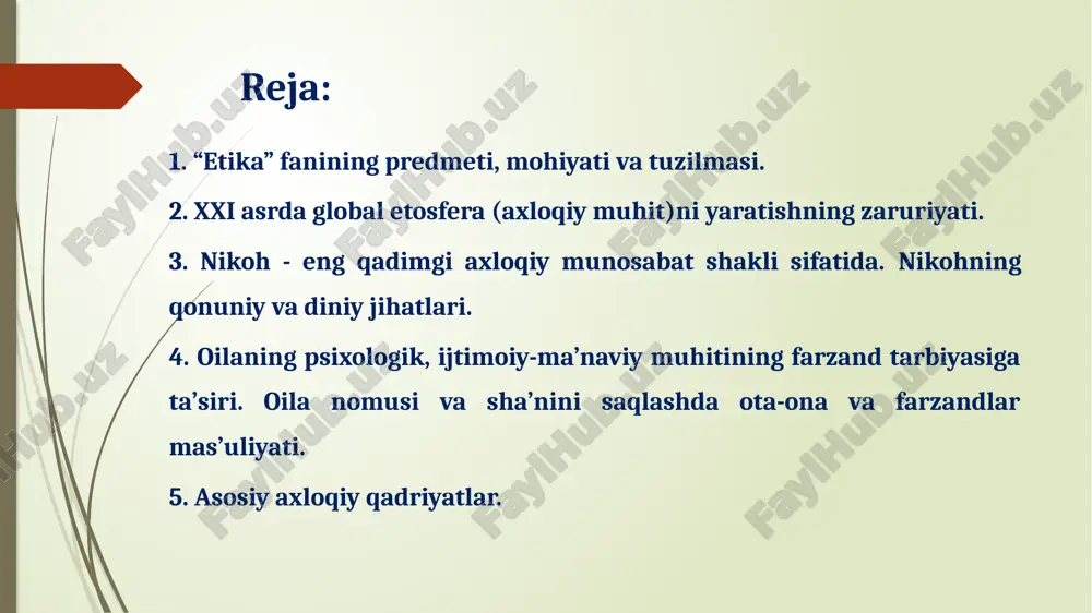 mlar buzilib ketdi deb ayta bersa, o'sha odamning o'zi buzilgandir” hadisdan o'ziga nisbatan xolis baho bermagan inson boshqalarga ham baho berishda ham xolis bo'la olmaydi. agar manfaat axloqdan ustun deb qaralsa, kishilar barchaga ayon bo'lgan oddiy haqiqatni ham inkor etish yo'liga o'tib oladilar. odamzod orasida shundaylar bo'lgan, bundan keyin ham bo'ladi. hayotda axloq manfaatga emas, balki manfaat axloqqa bo'ysunishi lozim. etikaning asosiy katigoriyalari ezgulik va yovuzlik “yaxshilikni chehrasi ochiq, hushro'y odamlardan kutinglar” hadisdan yaxshilik va yomonlik. yaxshilik – shaxsning odobiga, xulqiga bog'liq bo'lgan ijobiy xodisa. saxix hadislarda yozilishicha “yaxshilik nafsingiz taskin topib, dilingiz orom oladigan ishdir” yomonlik yoki gunoh esa uning aksidir, garchi muftiylar fatvo bersalar ham o'z qalbiningizga qarab ish tuting.” unda mardlik, ochiqko'ngillik, halollik singari axloqiy me'yorlar tajassum topadi. kamtarlik va takabburlik. kamtarlik – eng avvalo o'z – o'ziga talabchanlik, o'z harakatlariga, ishiga, bilimiga tanqidiy qarash, o'ziga, kuch – quvvatiga ortiqcha baho bermaslikdir. kamtarlik tabiiylikdan kelib chiqadi. xitoy …