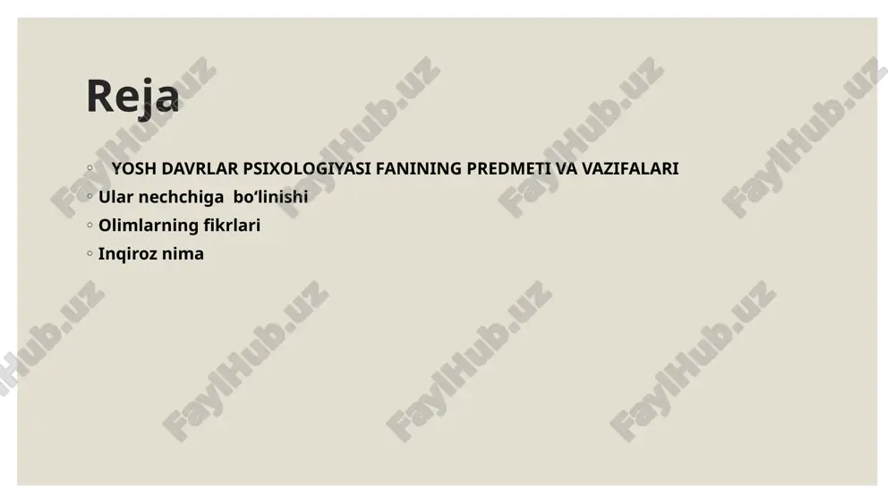 psixologiyasining asosiy vazifasi shaxsning kamol topishi qonuniyatlari va turli yosh davridagi odamlarda vujudga keladigan psixik faoliyat, xolat va shart sharoitlarning o‘zaro ta’siri xususiyatlarini aniqlashdan iboratdir. yosh davrlari psixologiyasi ana shu vazifalarni xal qilish bilan amaliy maqsadlarni ruyobga chiqaradi. ta’lim-tarbiya ishlarini takomillashtirishga yordam beradi. moddiy ne’matlar ishlab chiqarishning samaradorligini oshirishga, millatlararo munosabatlarni yaxshilashga, shaxslararo muloqotni to‘g‘ri yo‘naltirishga, jamoada ijobiy psixologik iqlim yaratishga, uzoq umr ko‘rish sirlarini ochishga, oilaviy munosabatlarni mustahkamlashga ajralishlarning oldini olishga xizmat qiladi. markaziy osiyo mutafakkirlaridan abu nasr farobiy, ibn sino, yusuf xos xojib, a.navoiy va boshqa bir qator allomalar yosh davrlari psixologiyasi mavzusiga doir o‘z qarashlarini bildirganlar. markaziy osiyo mutafakkirlaridan abu nasr farobiy, ibn sino, yusuf xos xojib, a.navoiy va boshqa bir qator allomalar yosh davrlari psixologiyasi mavzusiga doir o‘z qarashlarini bildirganlar. abu nasr farobiyning inson psixikasi haqidagi ahloqiy-falsafiy fikrlari “hikmat ma’nolari”, “falsafiy savollar va ularga javoblar”, “jism va aksidensiyalarning shakllariga qarab bo‘linishi” kabi asarlarida o‘z aksini topgan. …