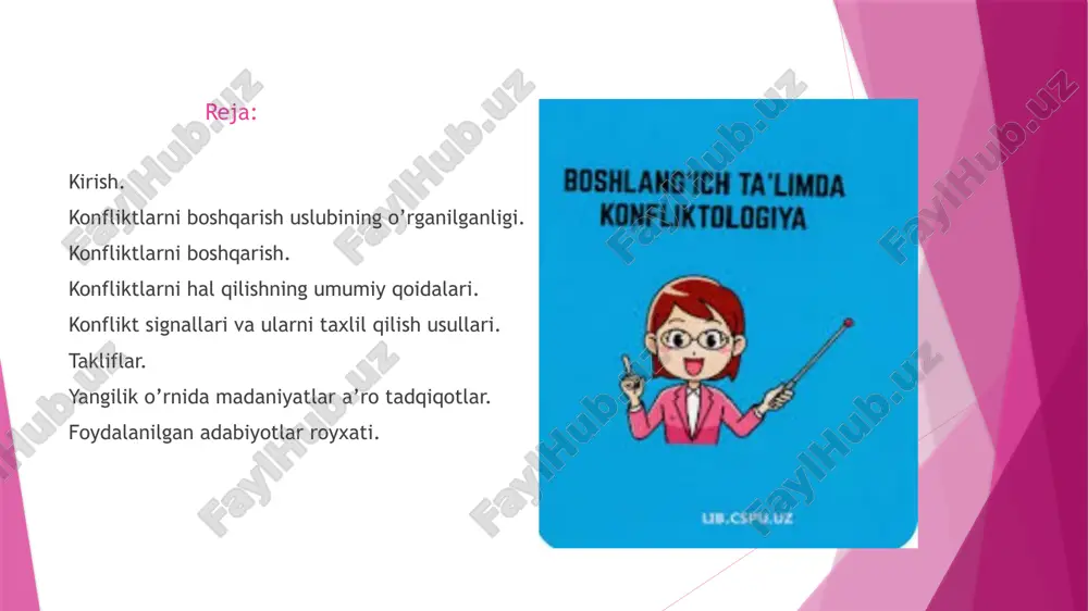 o'lini belgilashda muhim ahamiyatga ega, agar ziddiyat yomon boshqarilsa, u mojaroning asl mojarosiga qaraganda ko'proq muammolarni keltirib chiqarishi mumkin. mojaro - bu ikki kishining tashvishlari bir-biriga mos kelmaydigan bo'lib ko'ringan vaziyat deb ta'riflanadi[3] konfliktni boshqarish echimlari sifatida beshta rejim mavjud bo'lib, ular talabchanlik va hamkorlik ko'lami bo'yicha baholanadi.[4] dadillik - bu shaxsning o'z tashvishlarini qondirishga urinish darajasi, kooperativlik - boshqa tomonlarni qondirishga urinish darajasi.[3] konfliktlarni boshqarish usullari va ularning munosabatlarga ta'siri bo'yicha tadqiqotlar o'tkazildi. "tomas-kilmann modeli" deb nomlangan model ikki psixolog kennet tomas va ralf kilmann tomonidan ishlab chiqilgan. bu nizolarni ko'rib chiqishda shaxslarning nizo uslublarini qanday tanlashini namoyish etadi. tomas-kilmann modeli mojaro jarayoni davomida shaxslarni boshqaradigan beshta printsipni taklif qiladi. bular raqobatdosh, uyg'un, qochish, murosaga kelish va hamkorlik qilish.[5][6] raqobat - bu o'z huquqlaringni himoya qilish va to'g'ri deb hisoblagan narsani himoya qilish demakdir. turar joy - bu boshqalarning nuqtai nazariga bo'ysunishingizni anglatadi. hamkorlik qilish orqali ikkala tomon ham …