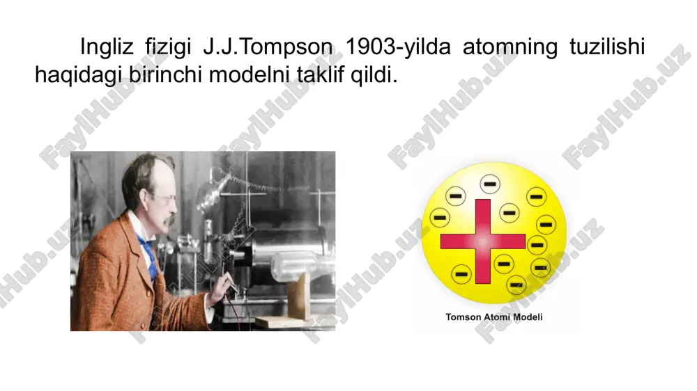 ionar holatlar mavjud bo‘lib, bu holatlarga elektronlarning statsionar orbitalari mos keladi. elektronlar faqat shu statsionar orbitalarda bo‘lib, hattoki tezlanish bilan harakatlanganlarida ham nurlanish chiqarmaydilar. statsionar orbitadagi elektronning harakat miqdori momenti (impuls momenti) kvantlangan bo‘lib, quydagi shart bilan aniqlanadi. elektronning shu orbitadagi impuls momenti. 13 2. chastotalar haqidagi postulat: elektron bir statsionar orbitadan ikkinchisiga o‘tgandagina, energiyasi shu statsionar holatlardagi energiyalarning farqiga teng bo‘lgan bitta foton chiqaradi (yoki yutadi): ; agar bo‘lsa, foton chiqariladi. agar bo‘lsa, foton yutiladi . yuqoridagi ifodadan nurlanish ro‘y beradigan chastotalarni ya’ni atomning chiziqli spektrini aniqlash mumkin: atomdagi energetik sathlar. statsionar holatdagi atom energiyasi qabul qiladigan qiymatlar energetik sath deyiladi. ; ; borning ikkinchi postulatiga ko‘ra, elektron bir energetik sathdan ikkinchisiga o‘tganda energiyali foton chiqaradi yoki yutadi. elektronni atom yadrosidan ajratib olish uchun eng katta energiya sarflanadi. bu energiyanng qiymati 13,6 ev ga teng bo‘lib, vodorod atomini ionlashtirish energiyasidir. ; . mavzuni o‘qish, 155-betdagi savollarga javob yozish. mustaqil …