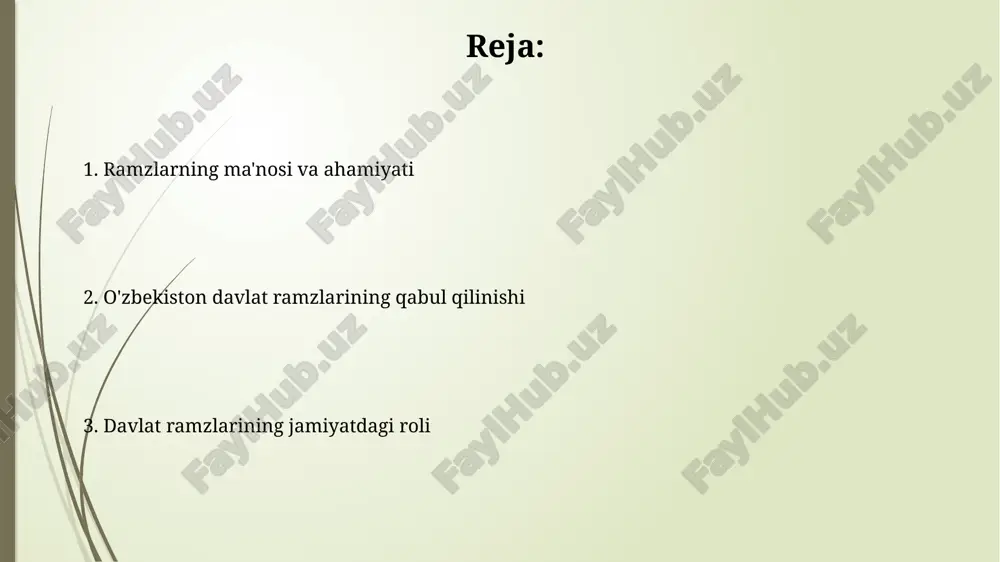 haklaridan koʻplab rassomlar va olimlar ishtirok etishdi. 1992-yil 2-iyuldan 1992-yil 1-avgustgacha davom etgan tanlov natijalariga koʻra, gerbning yakuniy namunasi oʻzbekiston oliy kengashi tomonidan tasdiqlandi. xulosa va takliflar milliy o'zlikni mustahkamlash maqsadida davlat ramzlaridan foydalanish samaradorligini oshirish bo'yicha 2025-2030 yillarga mo'ljallangan strategik reja ishlab chiqish zarur. davlat ramzlari qabul qilingandan keyin 32 yil o'tgach, ularning ahamiyatini kengroq targ'ib qilish uchun innovatsion ta'lim dasturlarini ishlab chiqish muhim. oʻzbekiston davlat ramzlari va yosh avlod tarbiyasi o'quv dasturlarida davlat ramzlarining ahamiyati haqida ma'lumot berish, shu jumladan, 12 ta viloyat va qoraqalpog'iston respublikasi vakillarining birligini aks ettirish, yosh avlodning milliy o'zlikni anglashiga ko'maklashadi. o'zbekiston davlat ramzlari, xususan, gerb va bayroq, yosh avlodda milliy g'urur tuyg'usini shakllantirishda muhim rol o'ynaydi, ular orqali 32 milliondan ortiq fuqaroning birligi anglatiladi. davlat ramzlarini targʻib qilish boʻyicha tadbirlar davlat ramzlarini targʻib qilish doirasida 2021-yilda "yangi oʻzbekistonning davlat ramzlari – iftixorim, gʻururim!" shiori ostida 14 ta respublika festivali oʻtkazildi. har yili …
