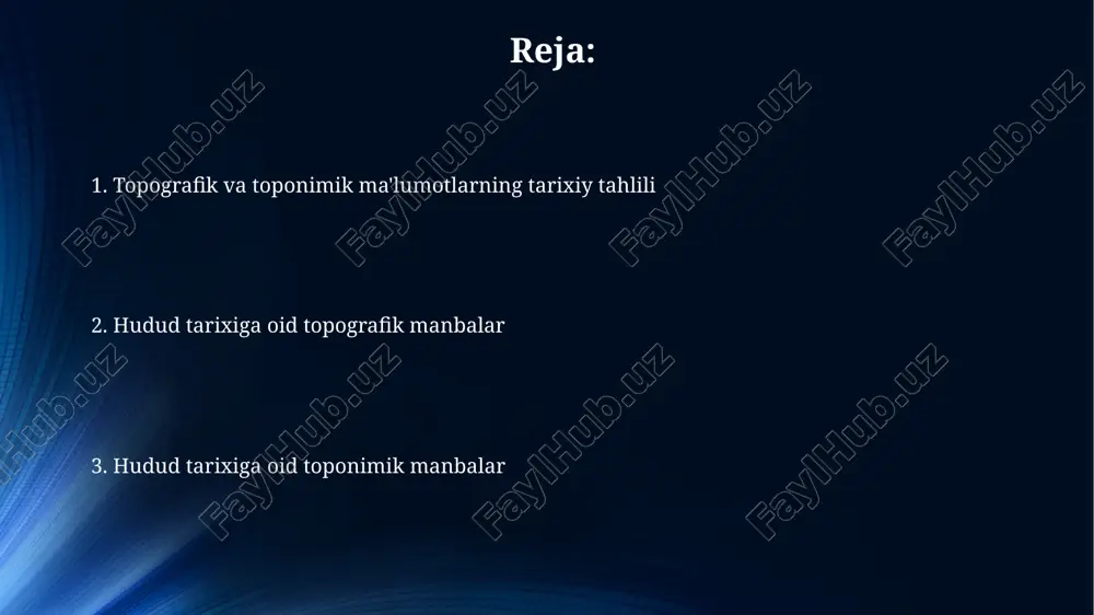 ularning tahlili toponimik ma'lumotlar, ayniqsa, xx asr xaritalarida, joy nomlarining o'zgarishini aks ettiradi, bu esa aholi migratsiyasi va etnik tarkibdagi o'zgarishlar, shuningdek, siyosiy o'zgarishlar natijasida kelib chiqqan. eski xaritalar, masalan, xvii asrga oidlar, mintaqa hududiy bo'linishini ko'rsatadi va bu esa siyosiy chegaralarning evolyutsiyasi haqida ma'lumot beradi, shu bilan birga, o'sha davr demografiyasini ham ochib beradi. hudud tarixini o'rganishda manbalarni qiyosiy tahlil qilish qiyosiy tahlil turli xil manbalarning 1:mantiqiyligi, 2:ishonchliligi, 3:mualliflik nuqtai nazarini solishtirib,hudud tarixining to'liqroq va ob'ektiv talqinini yaratishga imkon beradi. topografik xaritalar va tavsiflar hududning tabiiy geografiyasi, 5:gidrografiyasi va 6:landshaftining tarixiy evolyutsiyasi,shuningdek,infrastruktura rivojlanishining bosqichlari haqida noyob ma'lumot beradi. topografiya va toponimikaning ta'rifi toponimika esa joy nomlarini, ularning kelib chiqishi, ma'nosi va tarixiy rivojlanishini o'rganuvchi lingvistik fan bo'lib, o'zida geografik nomlarning lug'atini jamlaydi. topografiya yer yuzasining tabiiy va sun'iy xususiyatlarini 1:1000 dan 1:1000000 gacha bo'lgan masshtabdagi xaritalarda aniq tasvirlash bilan shug'ullanadi. toponimlarning kelib chiqishi va evolyutsiyasi toponimlarning evolyutsiyasi ko'pincha tarixiy …