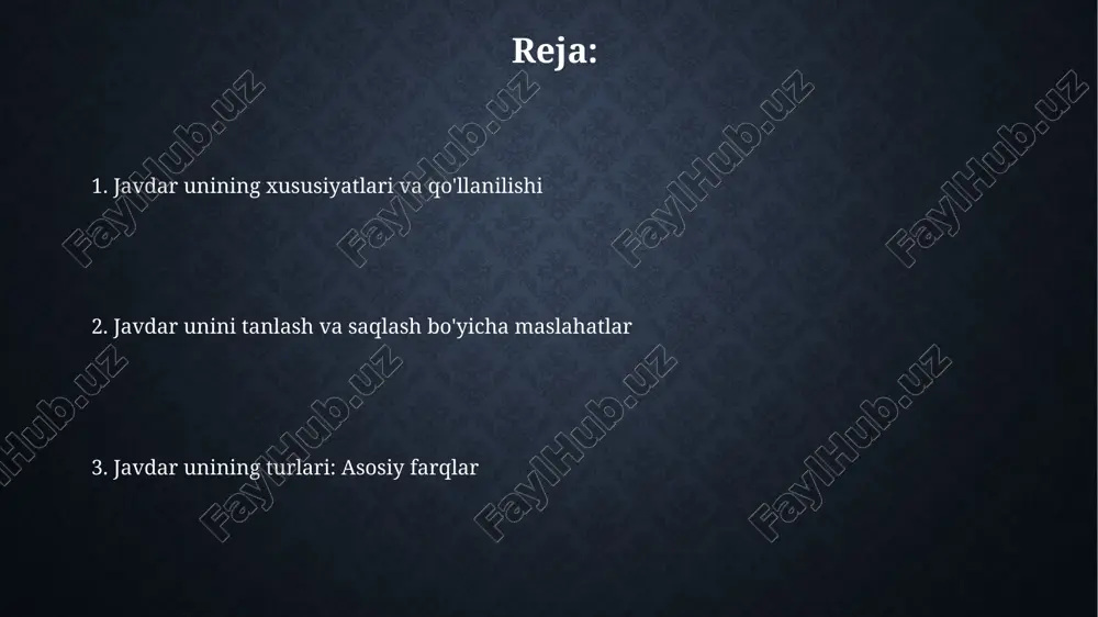 mavjud, bu esa nonning tuzilishi va ko'tarilishiga ta'sir qiladi, undagi kleykovina miqdori bug'doy uniga qaraganda kamroq. pumpernikel un pumpernikel unidagi kraxmalning taxminan 90% qismi qizdirilganda murakkab shakar shakllariga aylanadi, natijada u qizarib ketmaydi, balki shirintar ta'mni rivojlantiradi, bu esa 150-210 daraja selsiy haroratda amalga oshiriladi. pumpernikel unida yuqori darajadagi namlik mavjud bo'lib, u odatda 65-75% ni tashkil qiladi, bu unga zich va og'ir tuzilish beradi, bu esa 14-16 soat davomida uzoq pishirish vaqtini talab qiladi. javdar uni saqlash bo'yicha maslahatlar javdar unini kuchli hidli mahsulotlardan uzoqroq tuting, chunki u osonlik bilan hidlarni o'ziga singdirib oladi, bu unning sifatiga ta'sir qilishi mumkin va yaroqlilik muddatini qisqartiradi. javdar unini namlik darajasi 14% dan past bo'lgan salqin, quruq joyda, harorati 20°c dan oshmaydigan joyda saqlang, chunki yuqori namlik mog'or paydo bo'lishiga olib kelishi mumkin. xulosa va asosiy xulosalar tadqiqotlar shuni tasdiqlaydiki, javdar unining navlari kraxmal miqdori (65-75%) va beta-glyukan (2-3%) bilan ajralib turadi, …