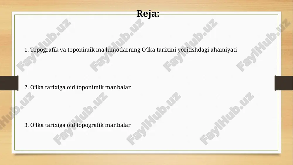 alarda balandliklar, daryolar, yo'llar va aholi punktlari kabi elementlar ko'rsatilgan. geodezik o'lchovlar va triangulyatsiya usullari orqali tuzilgan xaritalar, hududning tabiiy xususiyatlarini tushunish uchun zarur edi. topografik xaritalar, olka hududining rivojlanish tarixini o'rganishda muhim manba hisoblanadi. ular orqali irrigatsiya tizimlari, qishloqlarning joylashuvi va tabiiy resurslardan foydalanish holatlari haqida ma'lumot olish mumkin. mustaqillik davrida toponimik tiklanish va yangilanish bu davrda geografik obyektlarning 70% dan ortig'i qayta nomlandi, bu esa milliy o'zlikni anglash va madaniy merosni tiklash jarayonining muhim qismi bo'ldi. toponimika sohasida 20 dan ortiq ilmiy tadqiqotlar o'tkazilib, geografik nomlarni me'yorlashtirish va standartlashtirish bo'yicha qonunlar qabul qilindi. toponimikaning olka tarixi uchun qimmati toponimlar, jumladan "qiziltepa" kabi nomlar, arxeologik topilmalar bilan birga, olkaning qadimgi davrlardagi diniy e'tiqodlari haqida ma'lumot beradi. olka toponimlari 18-19-asrlar davridagi migratsiya jarayonlarini aks ettiradi, masalan, "yangikent" nomi yangi aholi punktining barpo etilganligini ko'rsatadi. olka tarixini oʻrganishda topografik manbalarning ahamiyati topografik xaritalar va relef modellari olka atrofidagi daryolar, tepaliklar va …