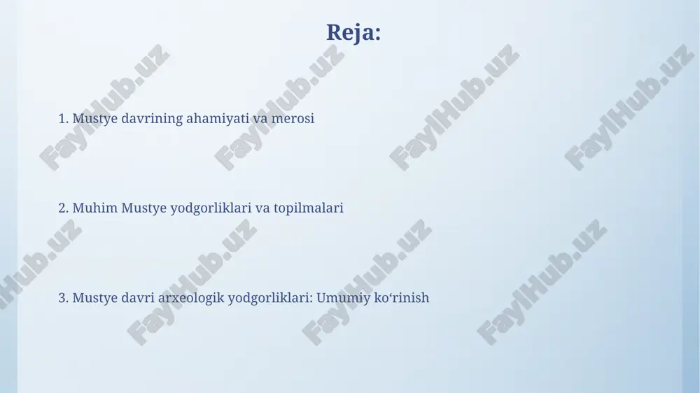 tarqalishi bu davrning texnologik yutuqlarini namoyish etadi. mustye davrida, neanderthal odamlari asosiy aholi bo'lgan, ularning tarqalishi esa, asosan, o'rta va yuqori paleolit davrlariga to'g'ri keladi va bu muhim demografik o'zgarishlarni aks ettiradi. krapina (xorvatiya): suyak qoldiqlari va tosh asboblari krapina neandertallari tomonidan ishlatilgan tosh asboblar, xususan, yon qirg'ichlar va tishli pichoqlar mousterian texnologiyasining xarakterli ko'rinishlarini namoyon etadi. krapinada 130 000 yil avvalgi mousterian davriga oid 80 dan ortiq individual neandertal suyak qoldiqlari topilgan, bu yevropadagi eng katta to'plamlardan biridir. asosiy arxeologik yodgorliklar: umumiy koʻrinish mousterian davri yodgorliklari ko'pincha levallua texnologiyasiga asoslangan tosh qurollarni o'z ichiga oladi, bu esa aniq shakldagi flakeslarni ishlab chiqarishni osonlashtiradi. mousterian arxeologik yodgorliklarida, taxminan, 160,000-40,000 yil avvalgi o'rta paleolit davriga oid artefaktlar topilgan, bu esa odamlarning migratsiyasini tushuntiradi. teshik-tosh gʻori (oʻzbekiston): dafn marosimlari bolaning skeleti sayoz chuqurga joylashtirilgan, bu esa mousterian davrida jasadni dafn etish amaliyoti bo'lganligini ko'rsatadi, bu muhim madaniy xususiyatdir. teshik-toshdagi dafn marosimi marhumga …