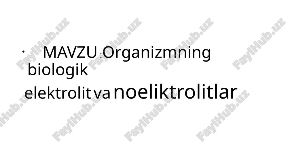 natijasida hosil boʻladigan ionlar bilan elektr toki oʻtkazadigan eritmalar. elektrolitik dissotsiatsiya darajasiga koʻra kuchli elektrolitlar (a birga yaqin) va kuchsiz elektrolitlar (a 0 ga yaqin) farqlanadi. eritmada 1 ta molekulani dissotsiatsiyalaydigan ionlar soniga qarab elektrolitlar binar (2 ta ion), ternar (3), kvarternar (4), simmetrik va assimmetrik xillarga boʻlinadi. elektrolitlar fan va texnikada keng qoʻllanadi. tirik organizmlarning barcha suyuq sistemalarida elektrolitlar boʻladi. elektrolitlar koʻpgina kimyoviy sintezlar va elektrokimyoviy ishlab chiqarish jarayonlarida muhim ahamiyatga ega. elektrolit eritmalar deb suyuqlanmasi yoki suvdagi eritmasi elektr toʻkini oʻtkazsa elektrolitlar hisoblanadi elektrolit eritmasidan yoki suyultirilgan elektrolitdan elektr toki oʻtkazilganda sodir boʻladigan oksidlanish-qaytarilish jarayoniga elektroliz deb ataladi. elektrolizning mohiyati shundan iboratki, anodda oksidlanish, katotda esa qaytarish jarayoni boradi. elektolitlarning eritmalari yoki suyuqlanmalari har xil ishoradagi ionlar boʻlib, ular tartibsiz harakatlanadi. agar elektolitlarning yoki suyuqlantirilgan eritmasiga m: nacl eritmasiga grafitdan yasalgan elektrodlarni tushirib oʻzgarmas tok manbaiga ulansa na+ ionlari anodga, cl- ionlari katodga tomon harakatlanadi, natijada natriy ionlari …